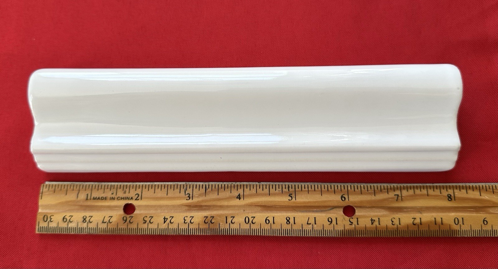 1 pc. Gloss White: Ceramic / Porcelain Chair Rail Tile: 2″ X 8-1/16″ Reclaimed