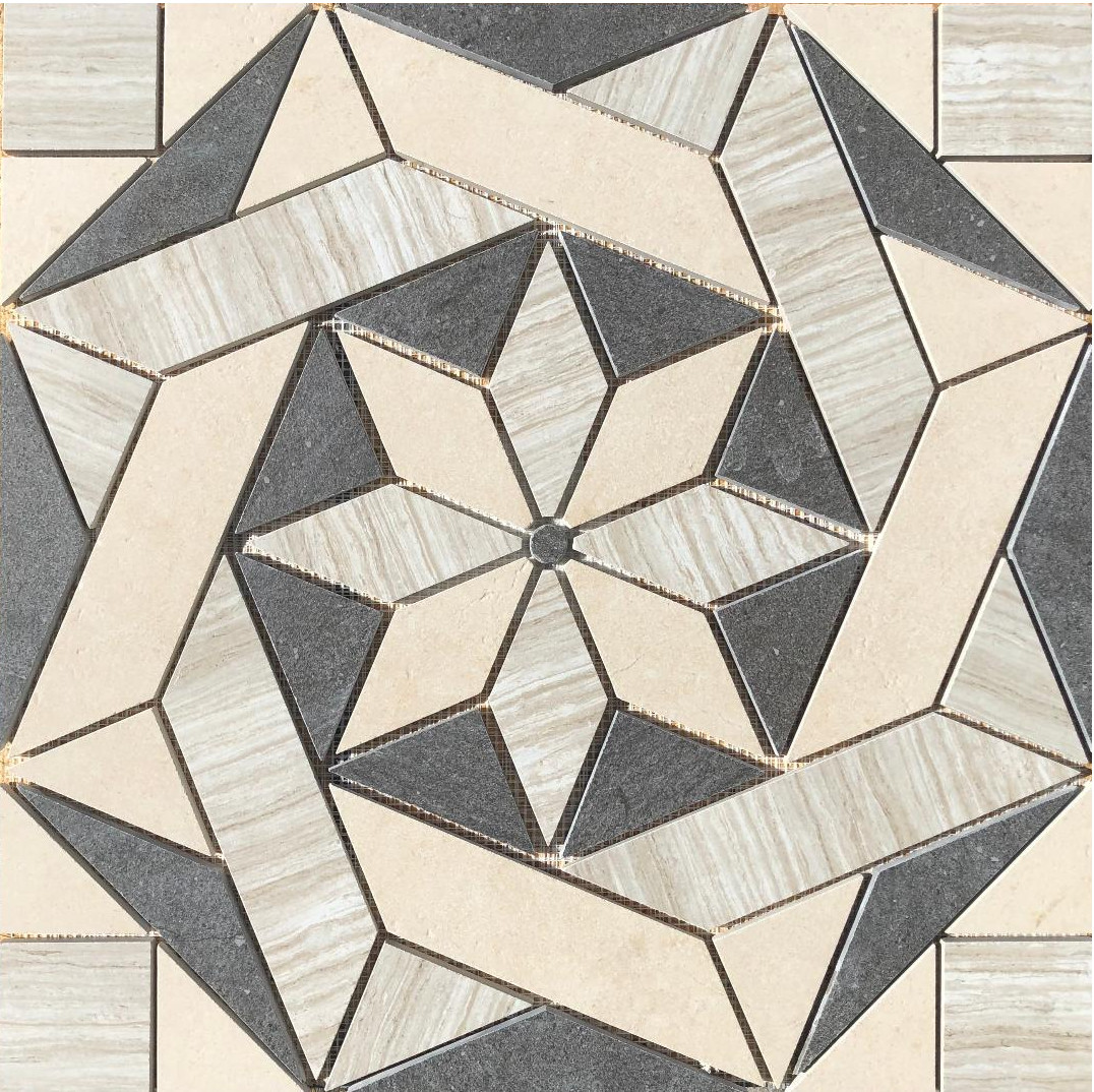 22 1/4″ x 22 1/4″ Porcelain Tile Medallion Accent Mosaic (A4)