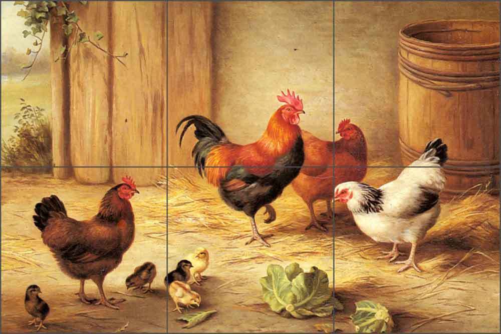 Rooster Tile Backsplash Ceramic Mural Hunt Country Life Chick Art EH003