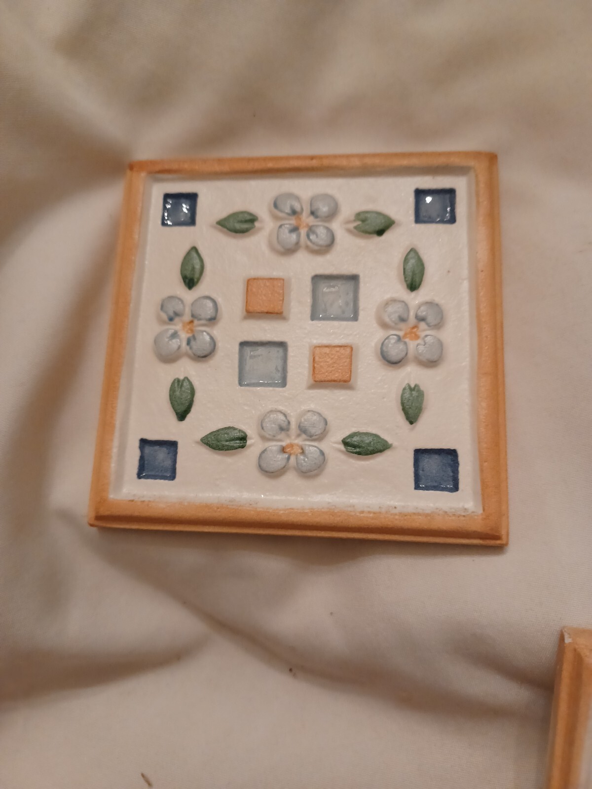 11 pieces – Decorative Ceramic Tile 3 7/8 X 3 7/8 inches – flowers & squares
