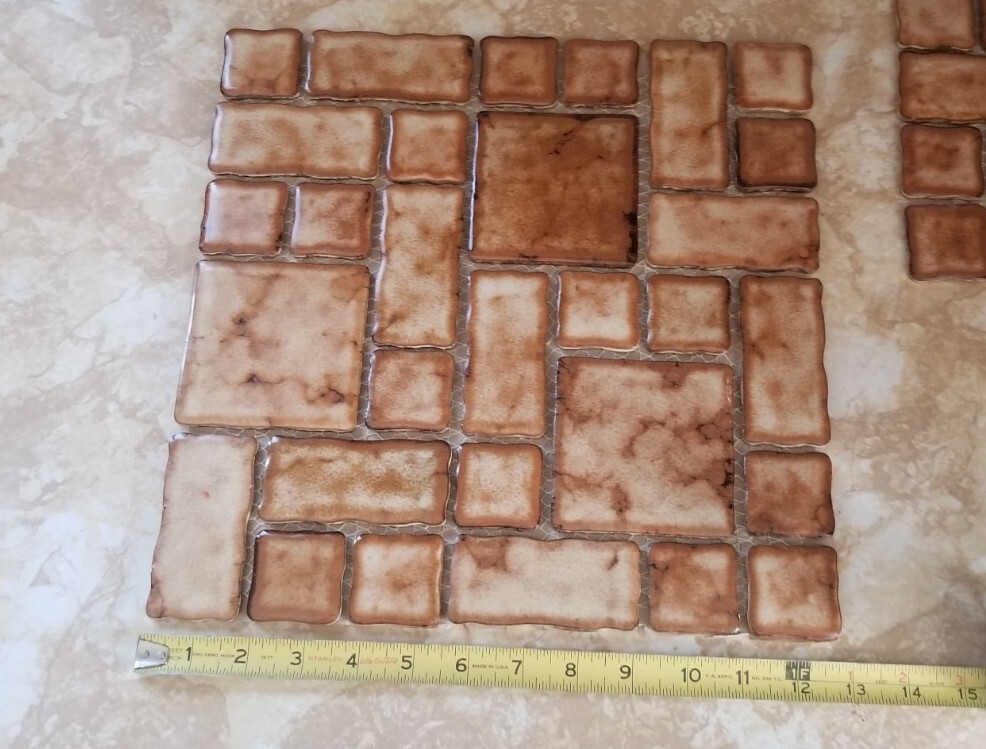 1 Sheet mesh 12 1/2″ various ceramic tiles Brown Wall Tile Backsplash strip