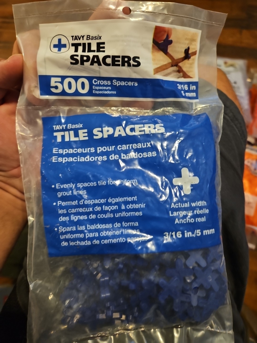 2 PACK of 500 Cross Plastic Tile Spacer TAVY Basix 3/16″ 5mm 1,000 TOTAL