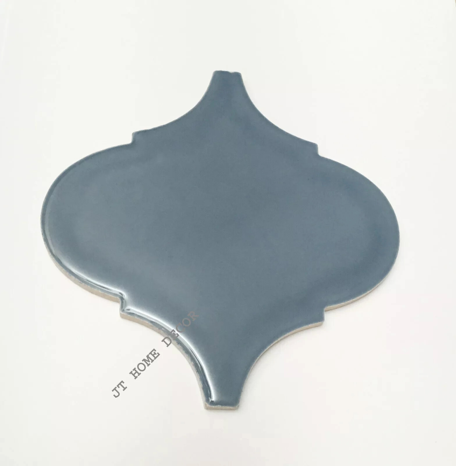 BOX of 5 Allen + Roth BLUE Glazed Glossy Ceramic Arabesque Wall Tile 6″ x 6″