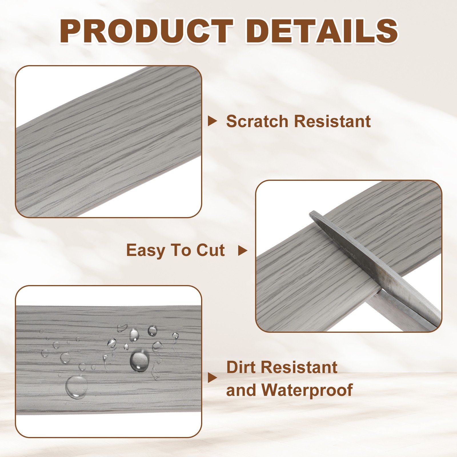 Floor Transition Strip (1.97″/ x 11.5ft) PVC Floor Strips New Gray Wood Grain