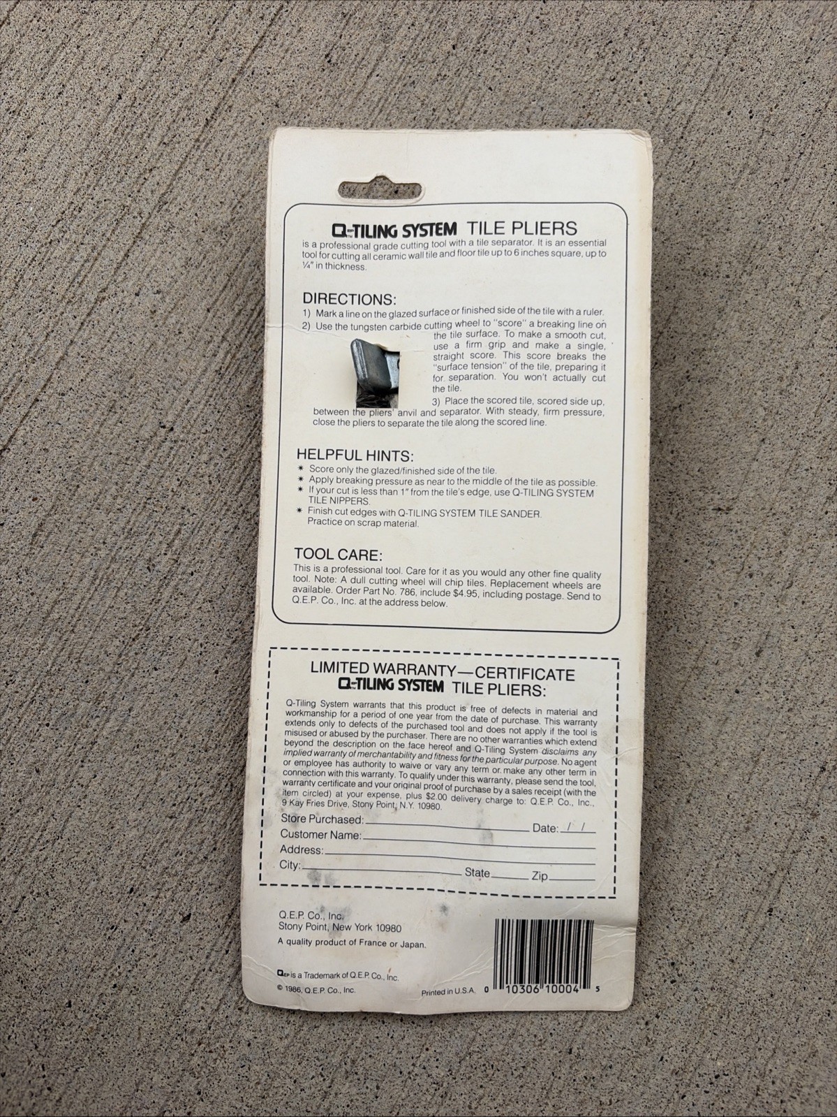 QEP 8″ Tile Pliers 10004 – BRAND NEW. Scores And Snaps Ceramic Tile