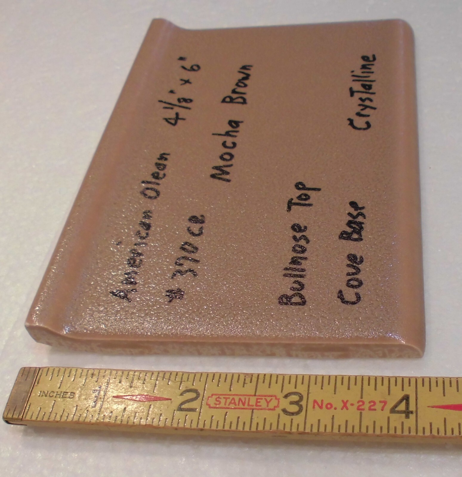 1 pc. Mocha Brown; base/cove Ceramic Tile; 4-1/8″ X 6″ by American Olean, New
