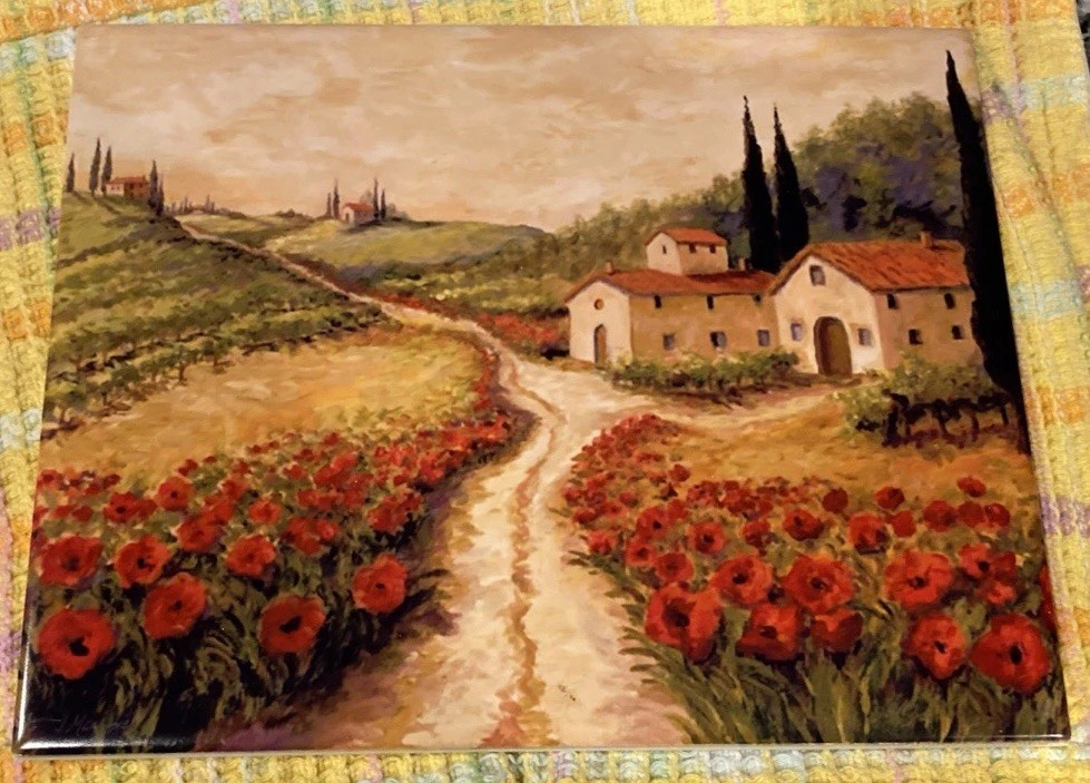 Ceramic Tile Mural Backsplash Margosian Tuscan Poppy Landscape CERP-378