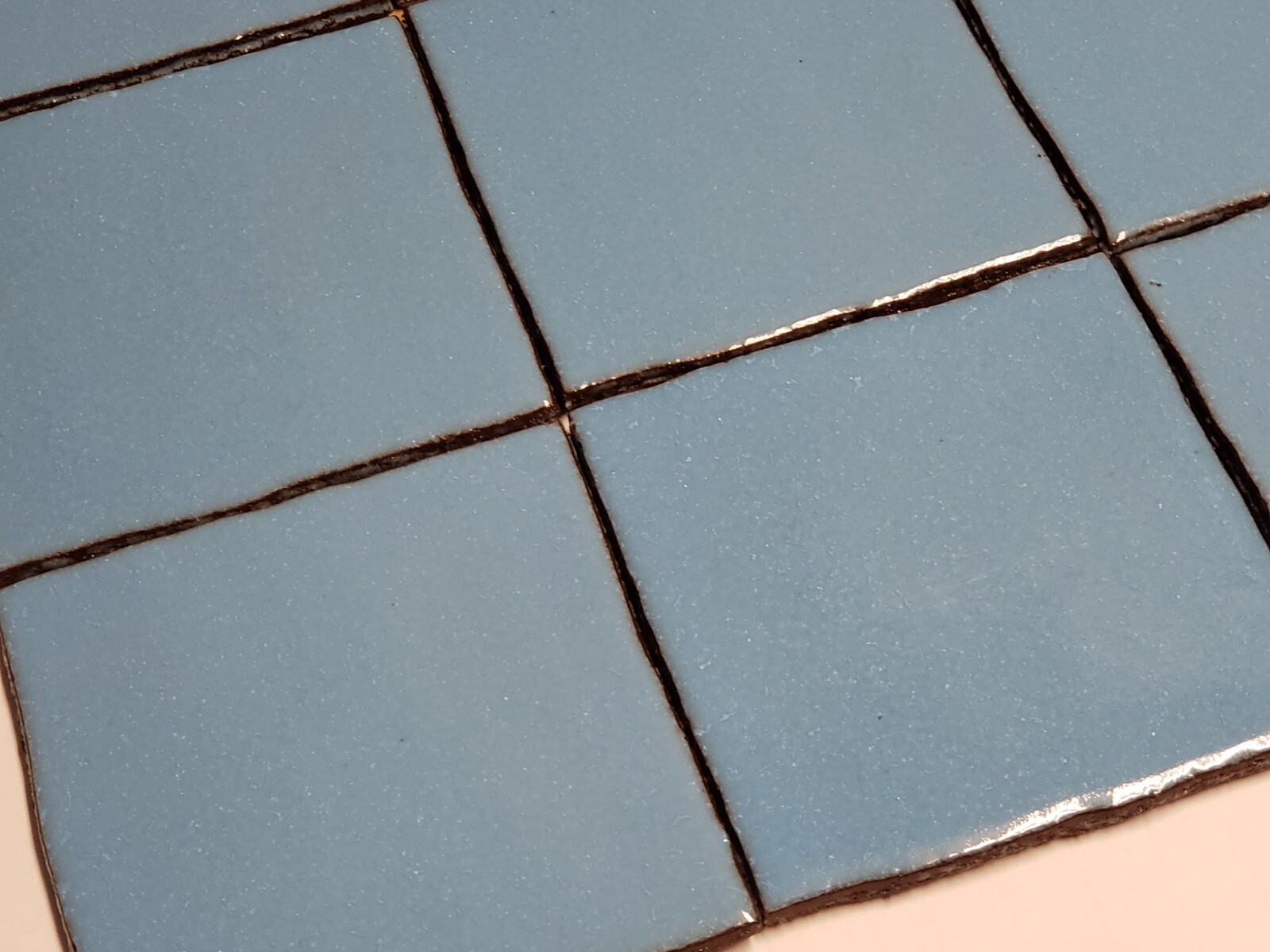 Vtg 1970s Summitville Ceramic Tile Sheet – 9 Blue Rustic 4″ x 4″, 1 sq. ft. NOS