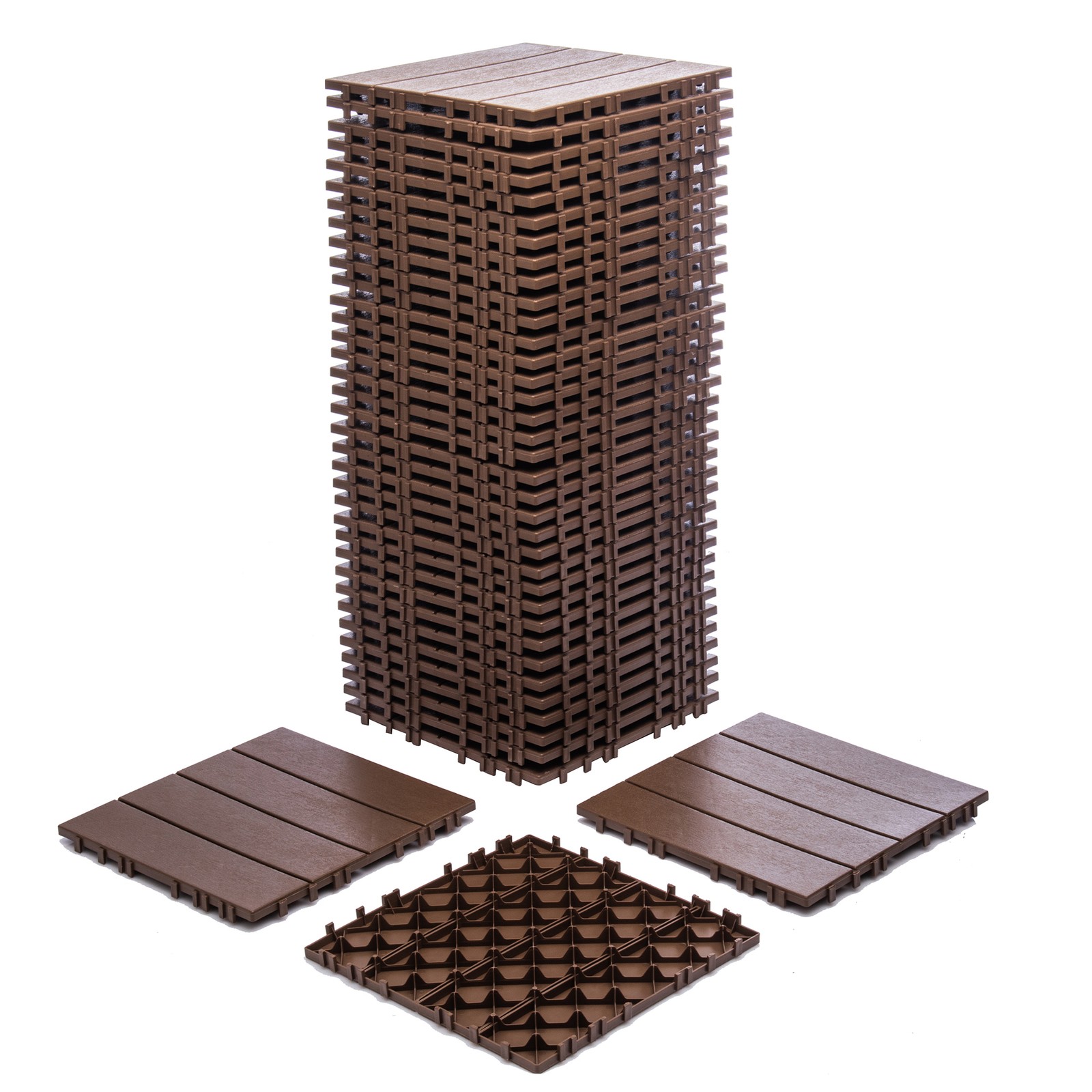 68-Pack 11.42″x11.42″ Plastic Interlocking Deck Tiles – 61.60 Sq.Ft