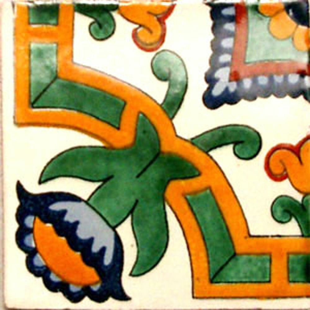 #C068) Mexican Tile sample Ceramic Handmade 4×4 inch, GET MANY AS YOU NEED !!