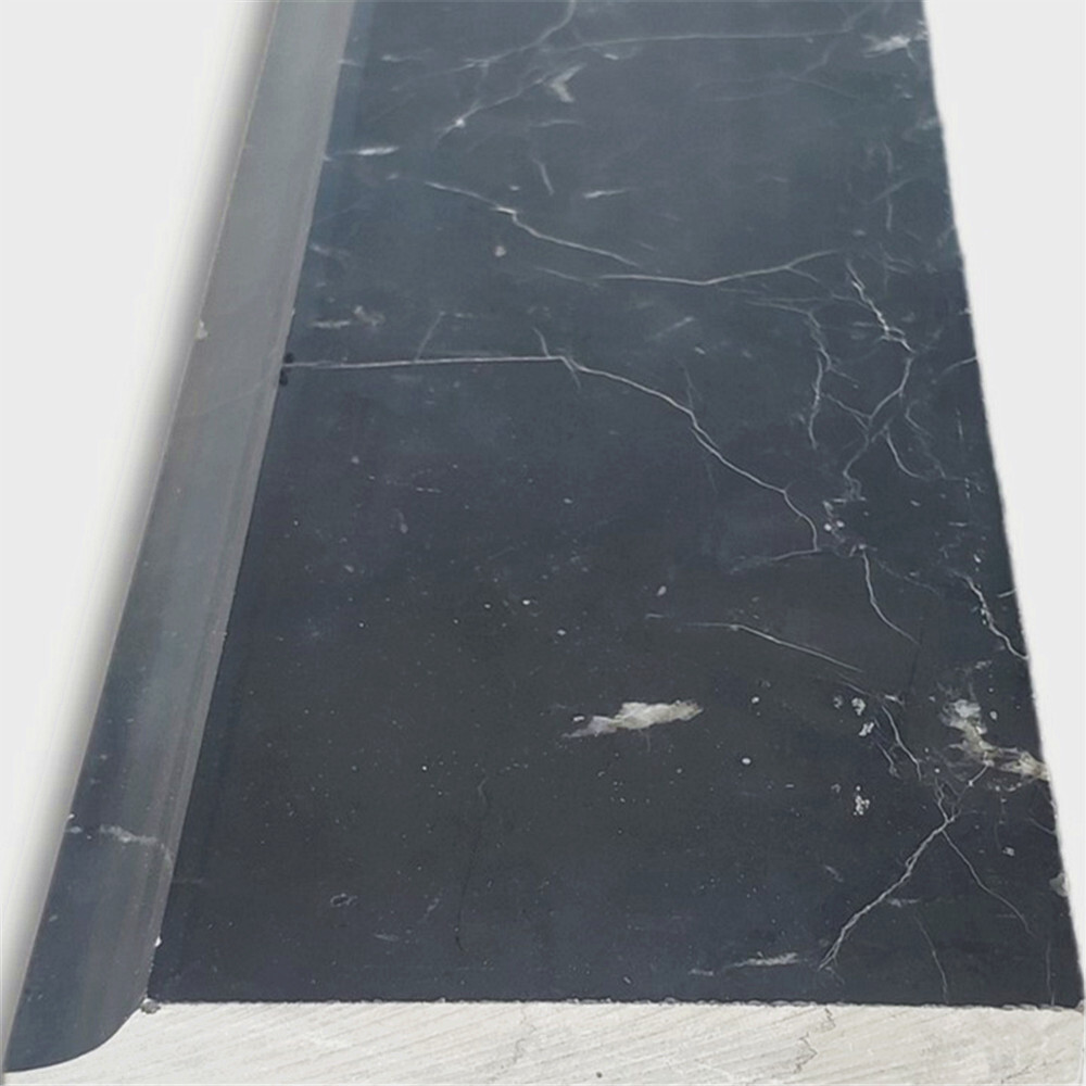 N11H Baseboard Nero Marquina Black Marble 4×12 Trim Molding Honed