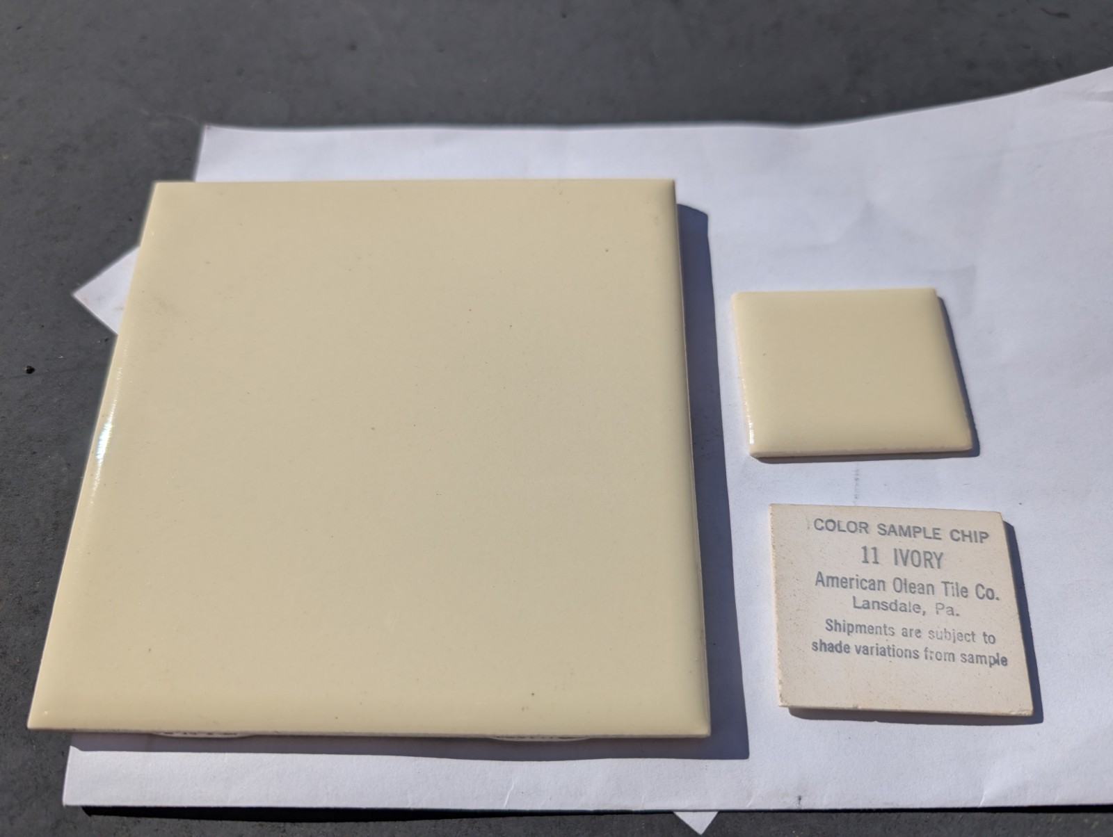 2 pcs American Olean Vintage Ceramic Wall Tile 4 1/4″ Ivory NEW Color #11 1950s