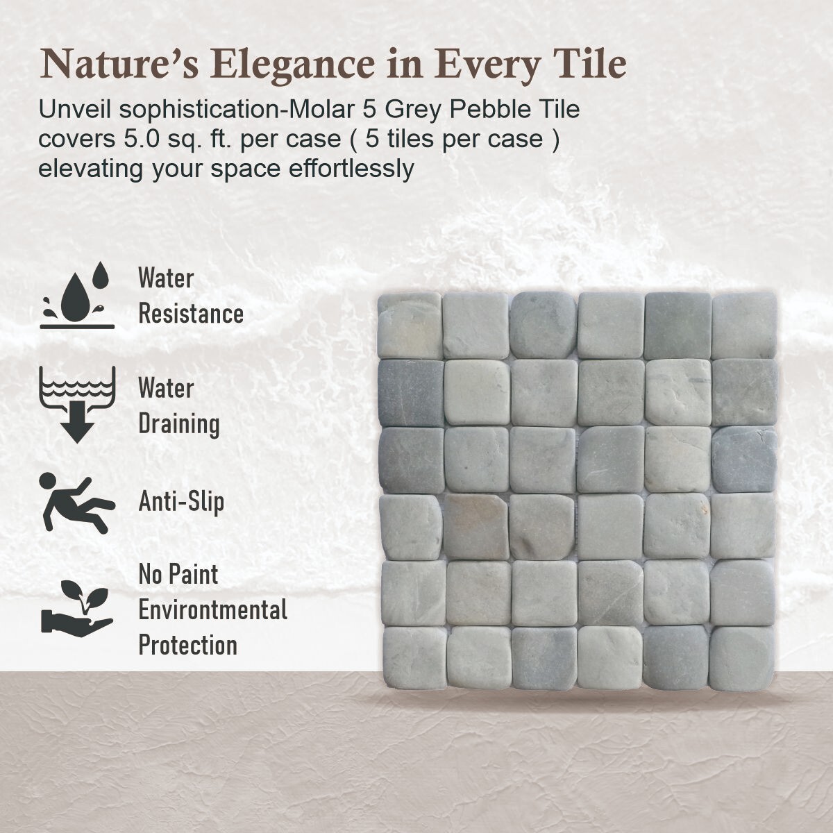 Molar 5 Grey Pebble Mosaic Tile for Wal ($13.89/SqFt)