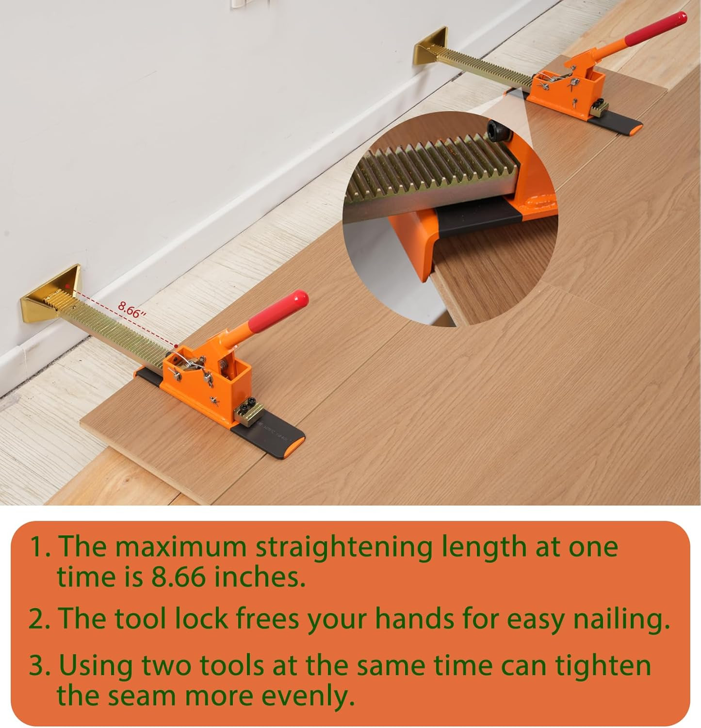 Hardwood Flooring Jack Installation Tools – Heavy Duty Ratcheting Flooring Tool