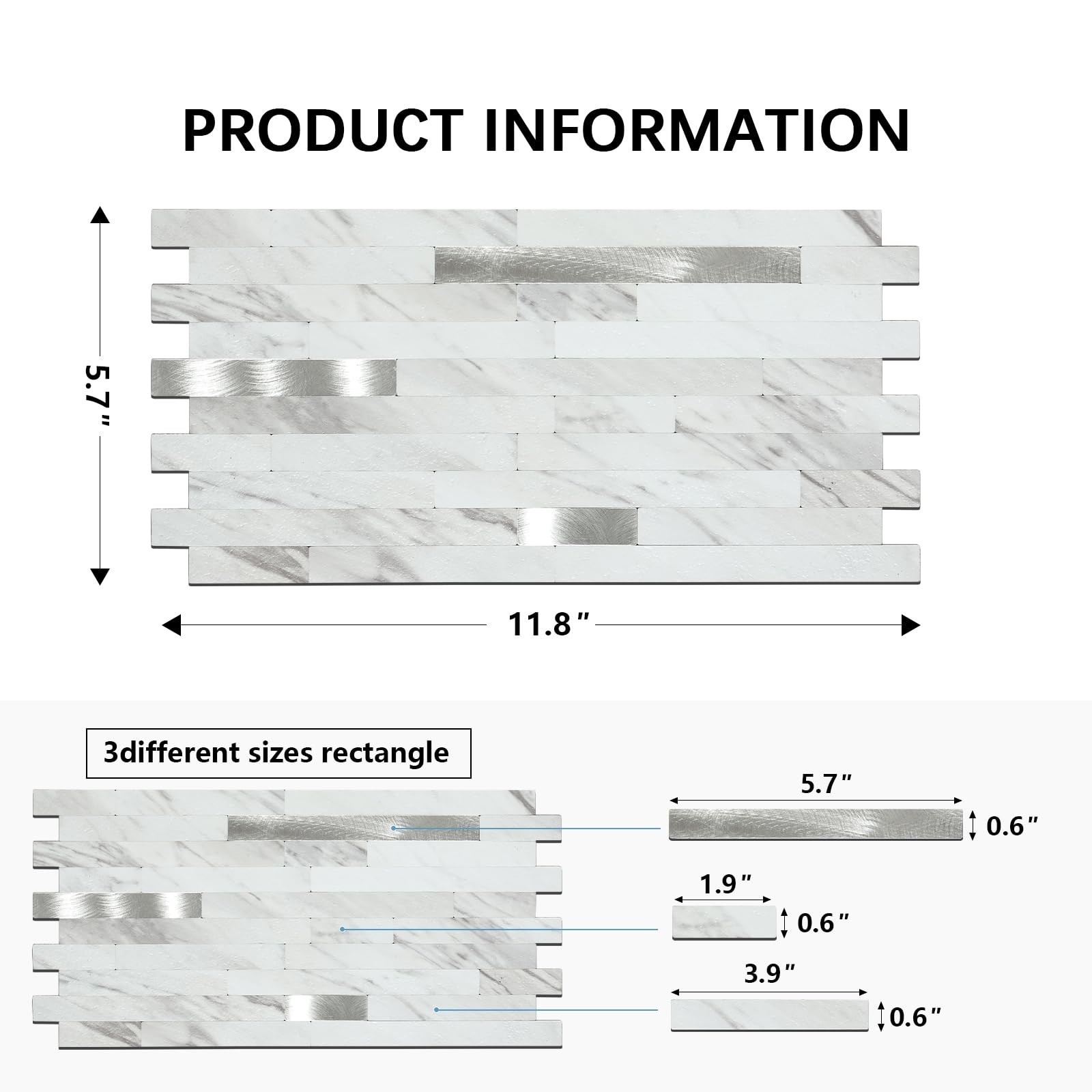 20 Pieces Peel and Stick PVC Mosaic Backsplash,for Kitchen Backsplash,Etc