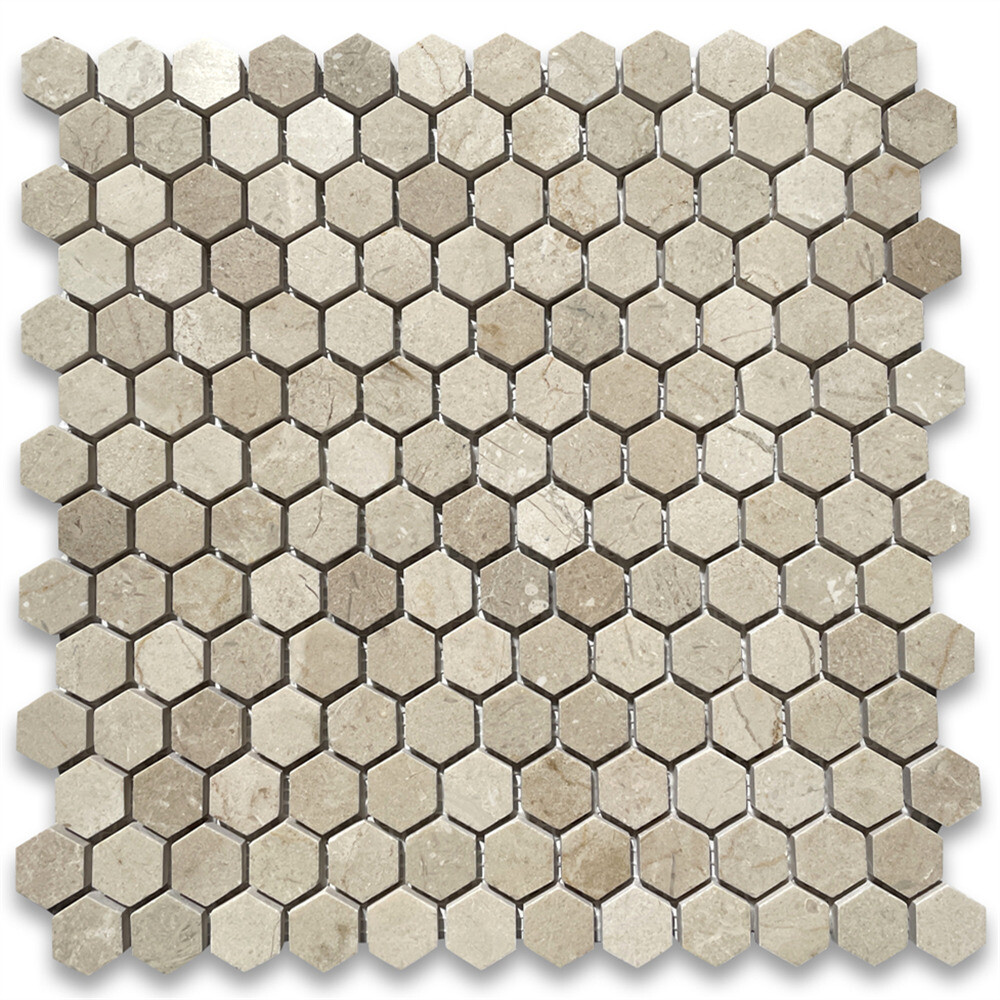 M31XP Crema Marfil Marble 1 inch Hexagon Mosaic Tile Polished