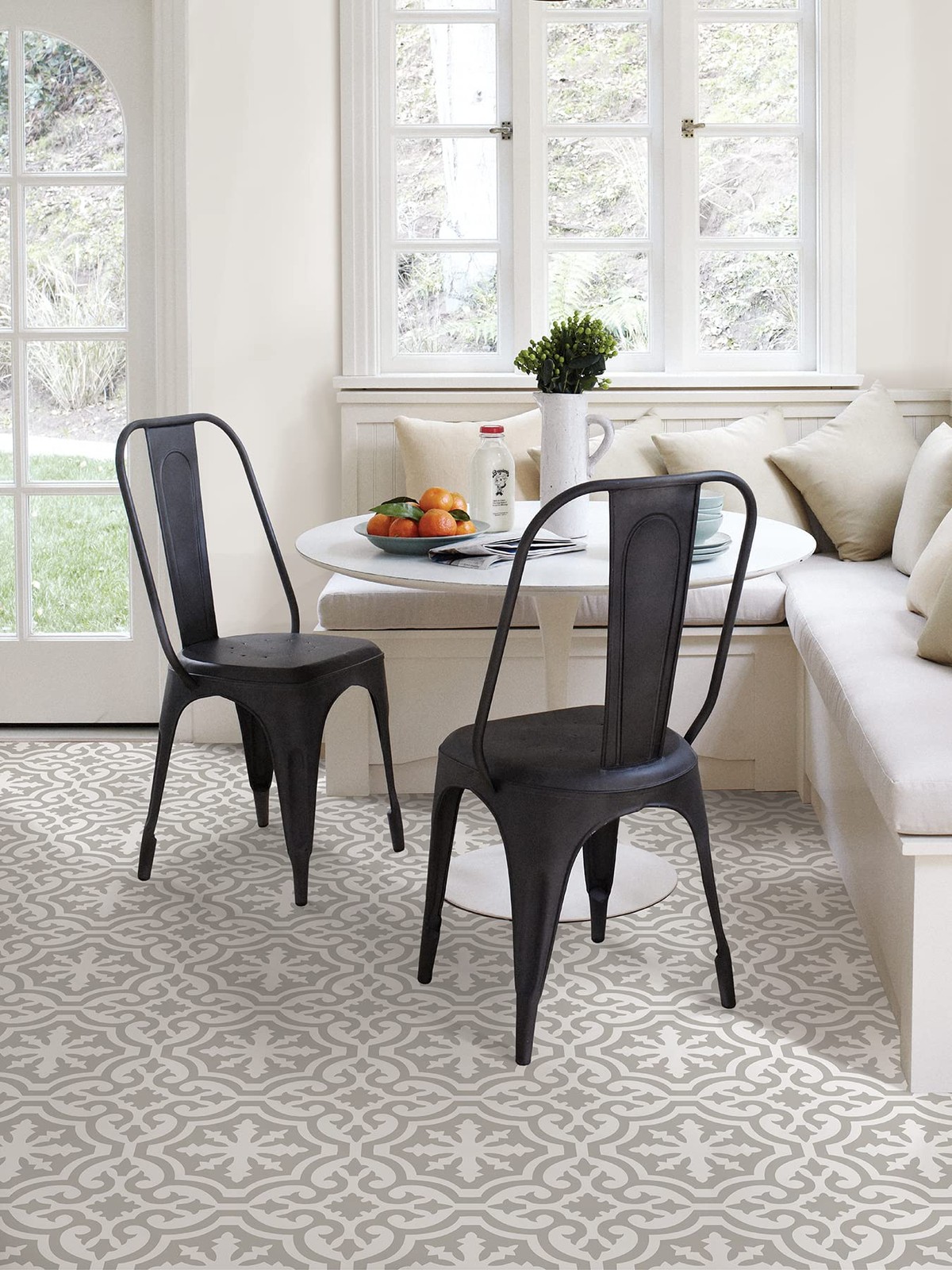 FloorPops FP3895 Emilia Peel & Stick Floor Tiles, 12″L x 12″W x 0.06″T, Gray