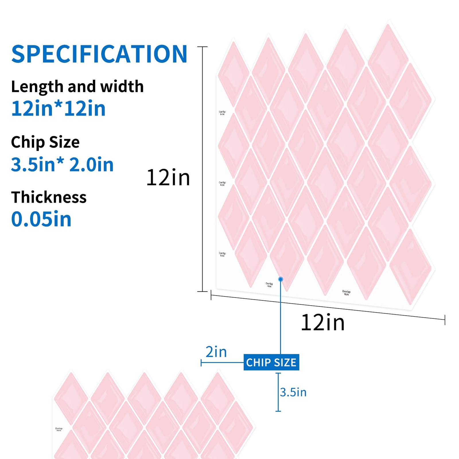 5-Peel and Stick Backsplash Tile Diamond Shape Stick on Backsplash Adhesive T…