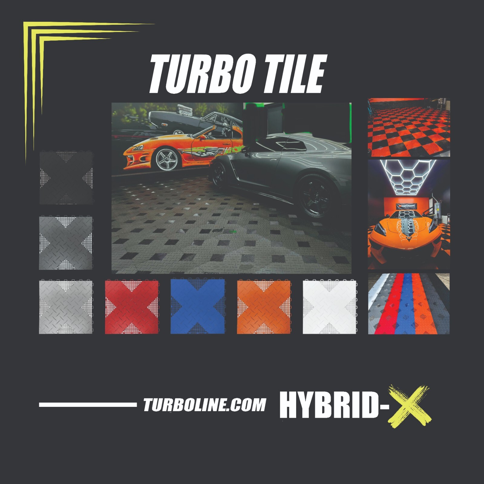 Black … HYBRID-X garage floor tiles. 50 square feet 17” X 17” MADE IN USA