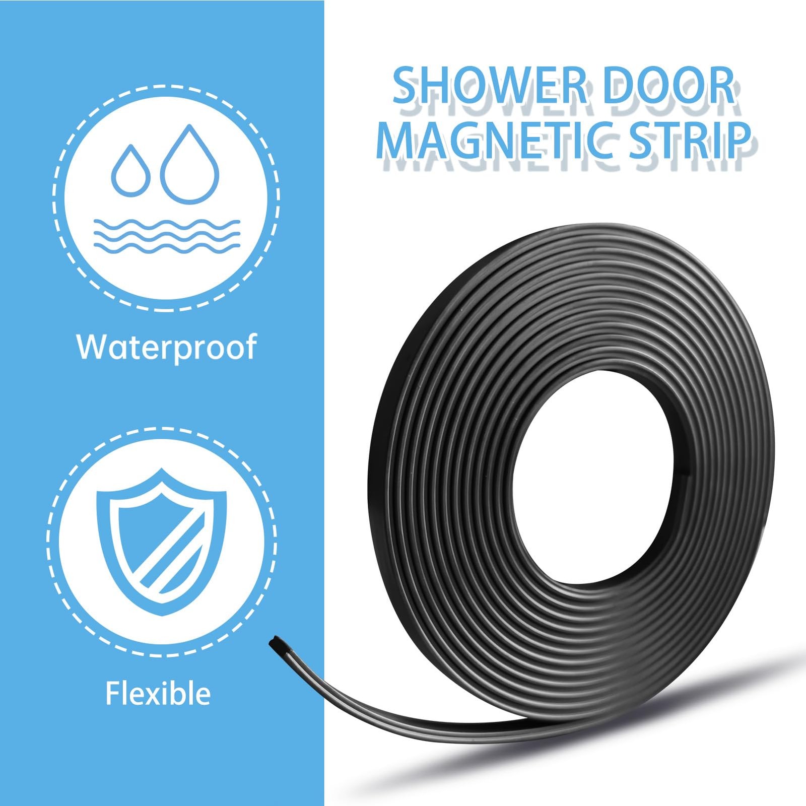 Magnetic Strips for Shower Door 3/8″ Width X 1/8″ Thickness,Framed Black