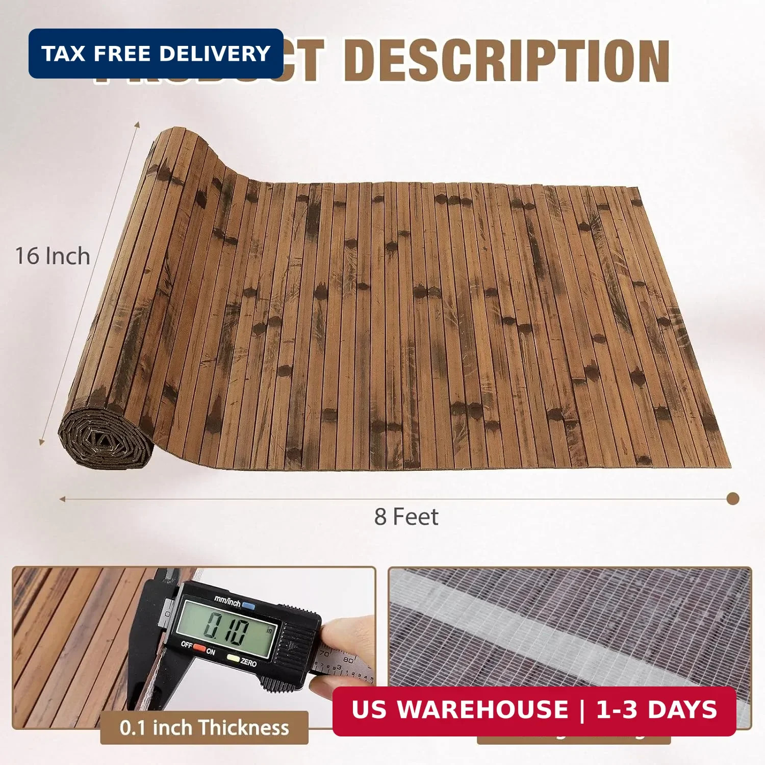 Natural Bamboo Wall Panel for Interior Wall Decor, Pole Wrap Wainscoting Interio