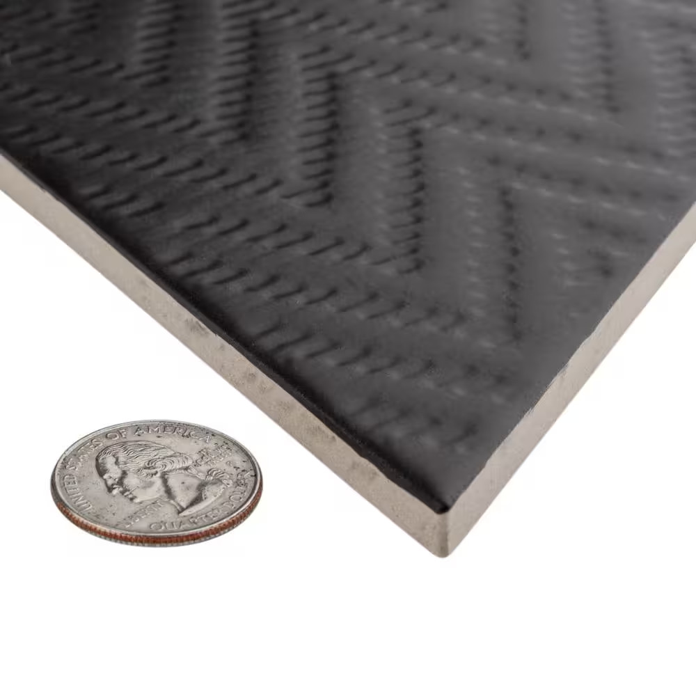 Rhombus Black 5-1/2 In. X 9-1/2 In. Porcelain Floor and Wall Tile (11.4 Sq. Ft./