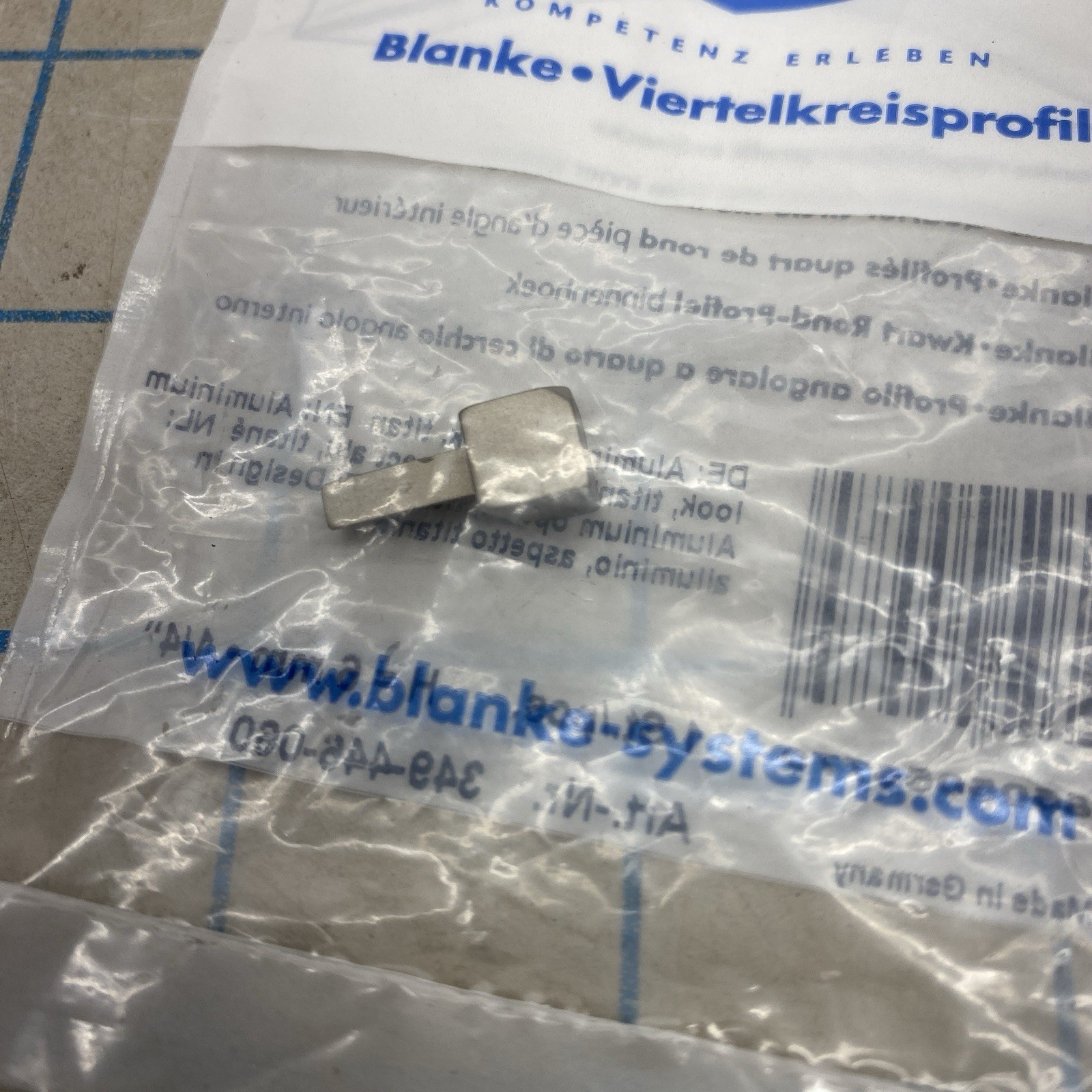 Blanke Systems Quarter Circle Tile Trim 1/4 Aluminum 348-446-060, 349-446-060