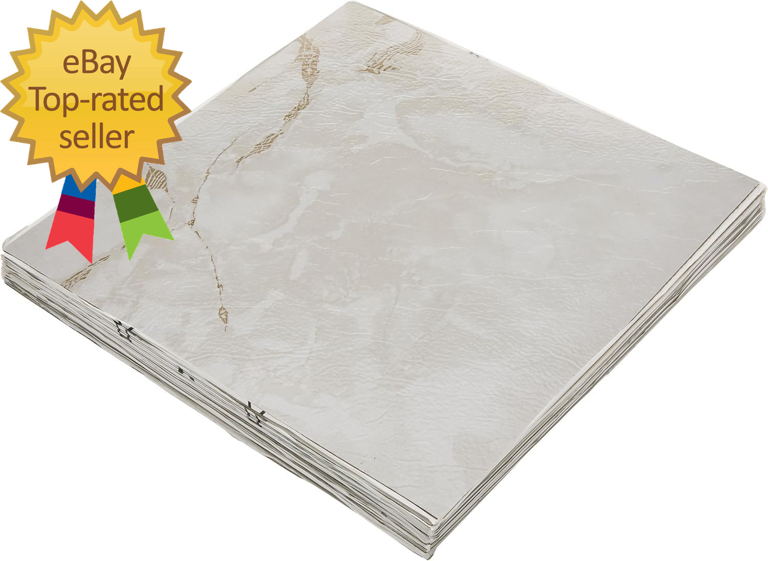 Nexus Self Adhesive 12-Inch Vinyl Floor Tiles 20 Classic White Veins Pattern