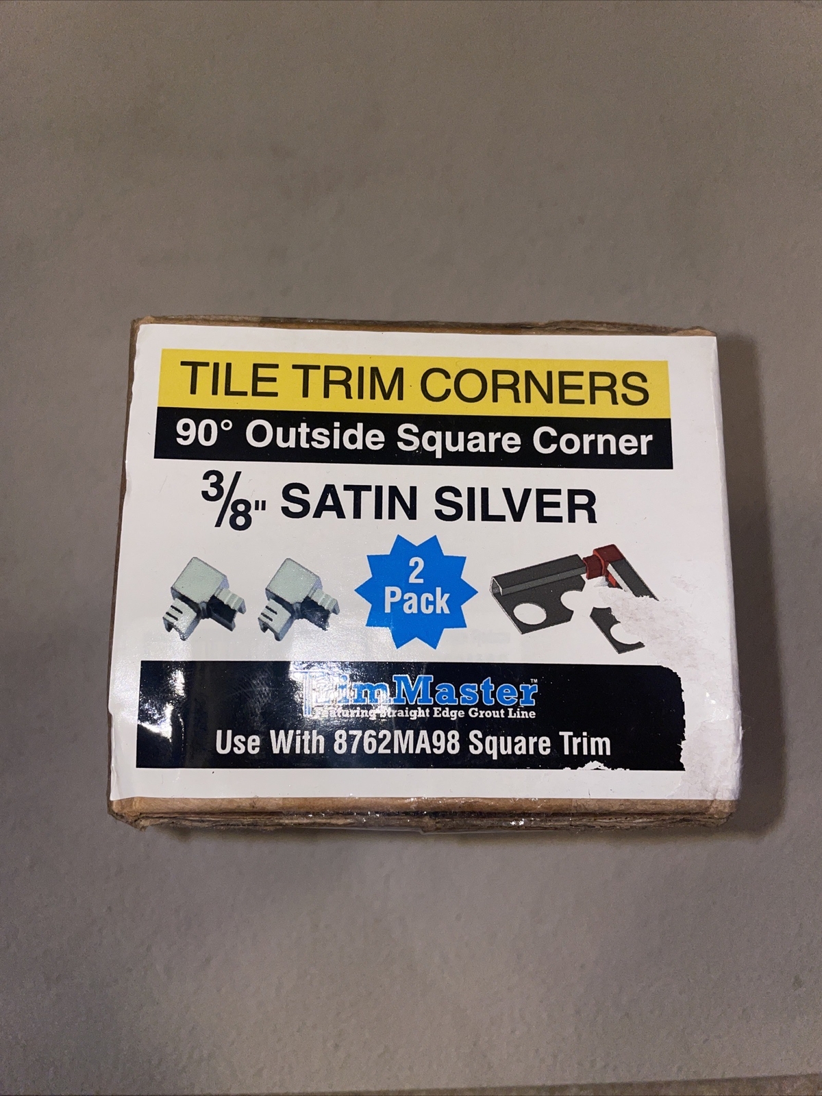 (20 Piece)TrimMaster Outside Square Corner Tile Edging Trim 3/8″ Satin Silver