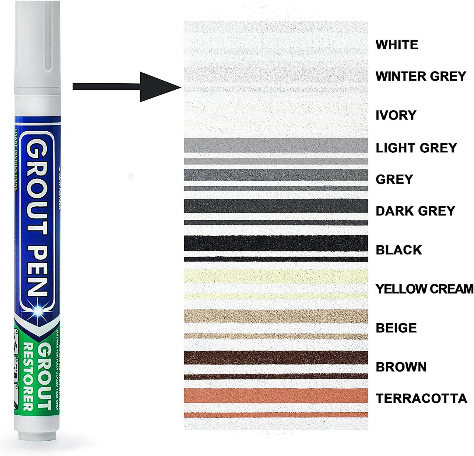 Grout Pen Winter Grey Tile Paint Marker: Tile Grout Colorant w/ Extra Tips