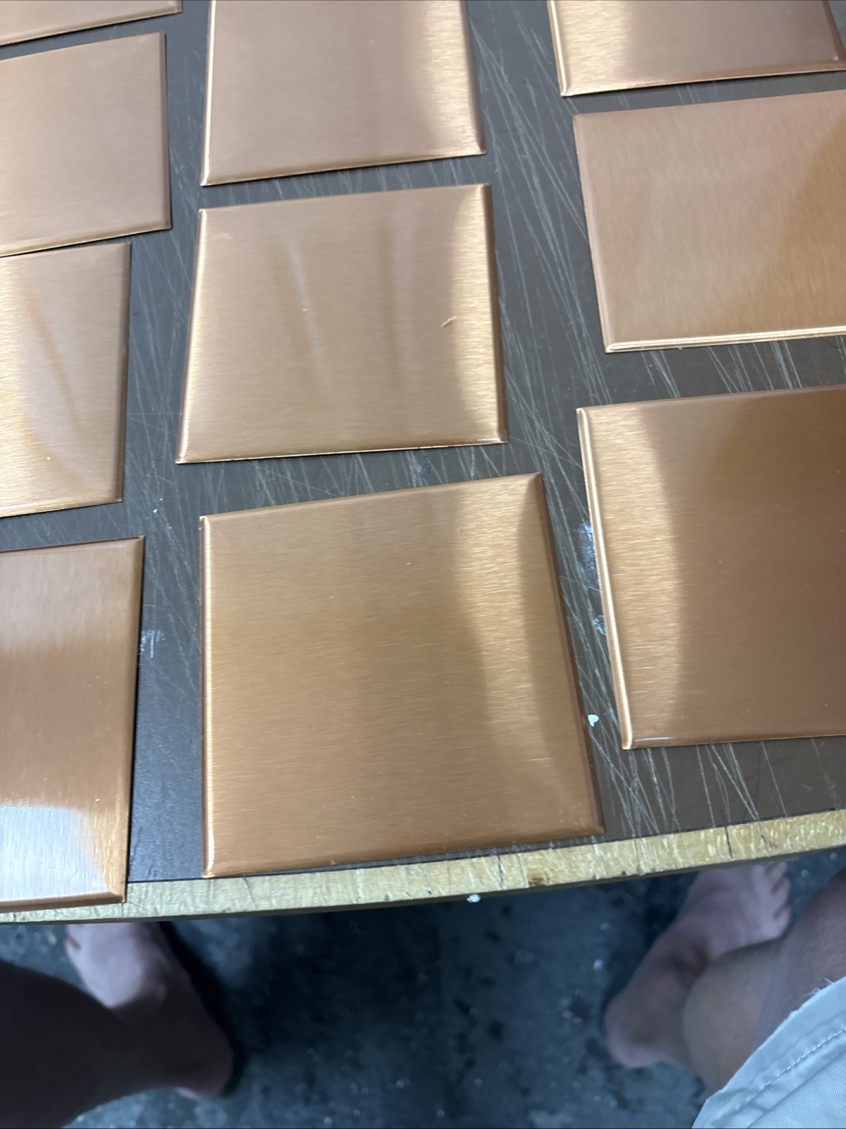 24 COPPER Square Tile 4 1/4” Square Vintage Smooth Brushed Kitchen Bathroom