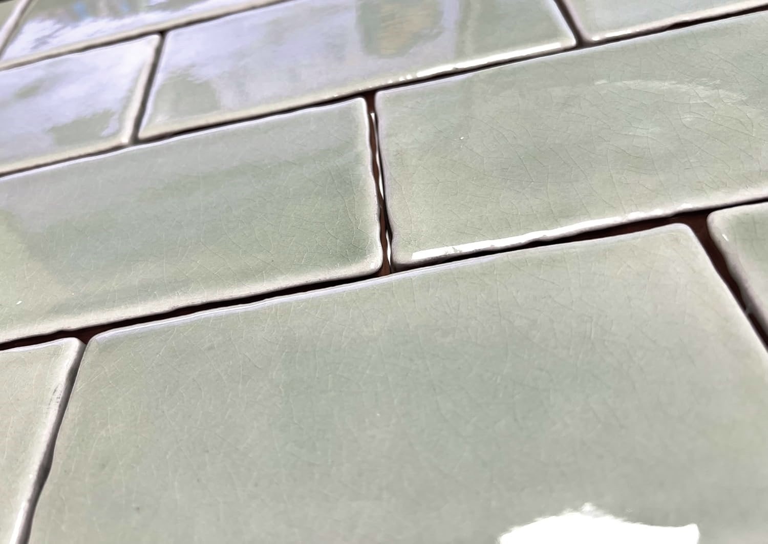 3×6 Sage Green Crackled Ceramic Tile, Wall and Backsplash Kitchen Bath (1 SF)
