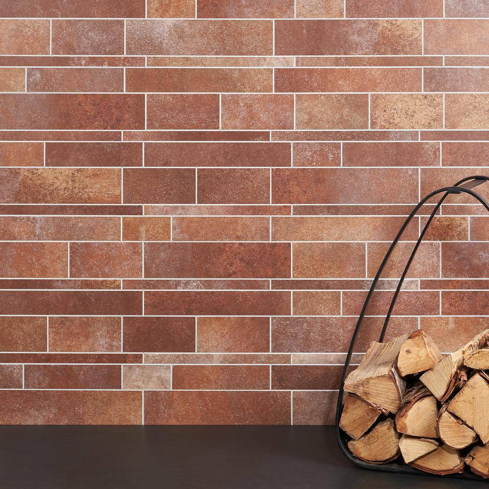 Luxe Core Railroad Terracotta 11.81 In. X 11.81 In. SPC Peel and Stick Tile (0.9