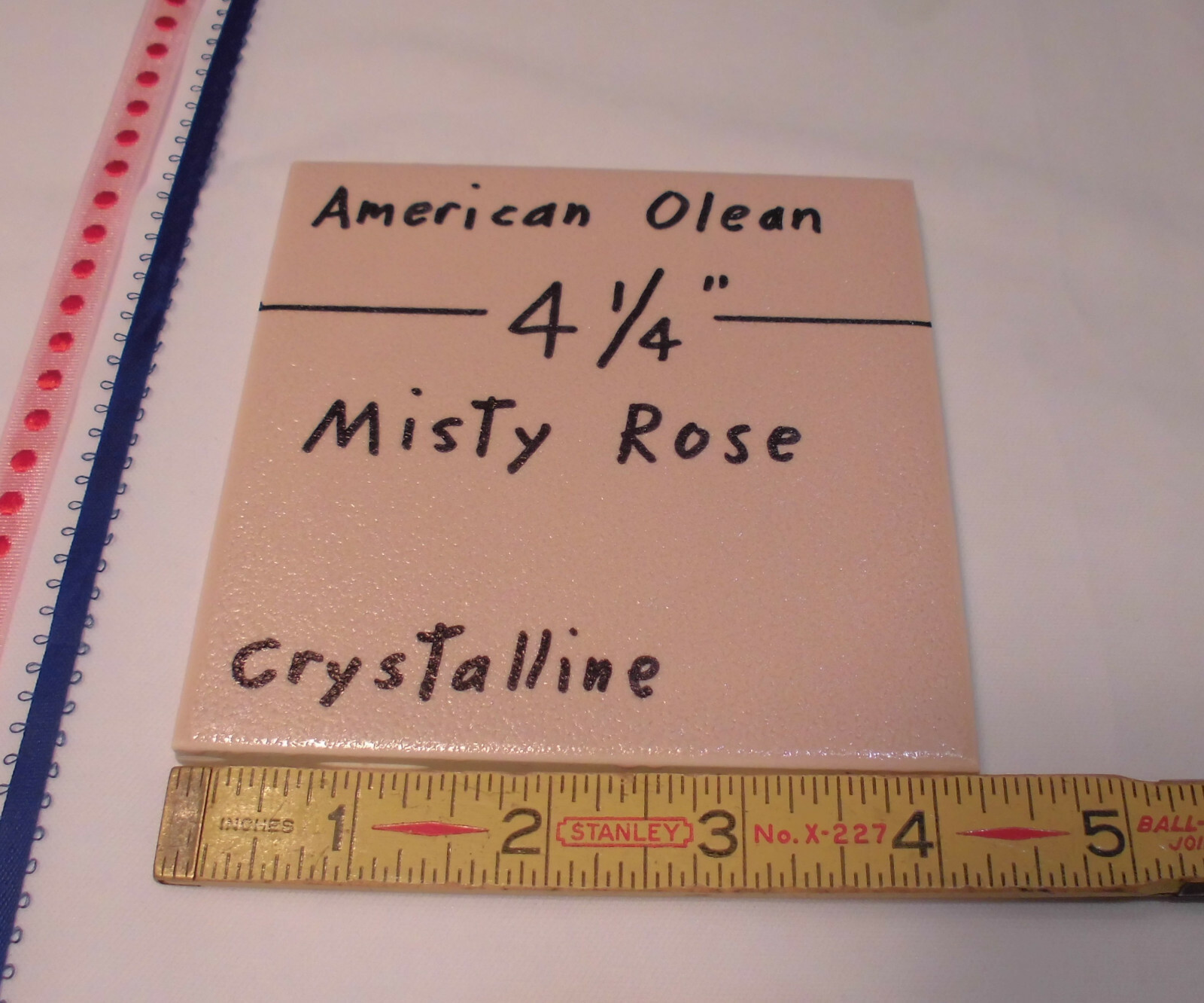 1 pc. *Misty Rose* Crystalline Ceramic Tile by American Olean 4-1/4″ Pinkest