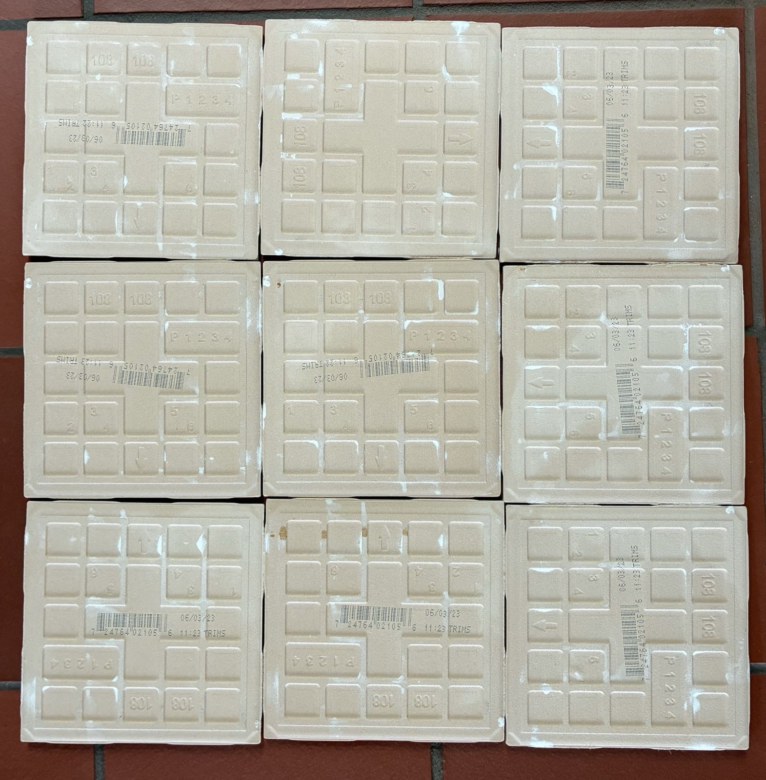 Lot of 9 Ceramic Roca Tile Mustard Yellow 4-1/4″ x 4-1/4″ USA