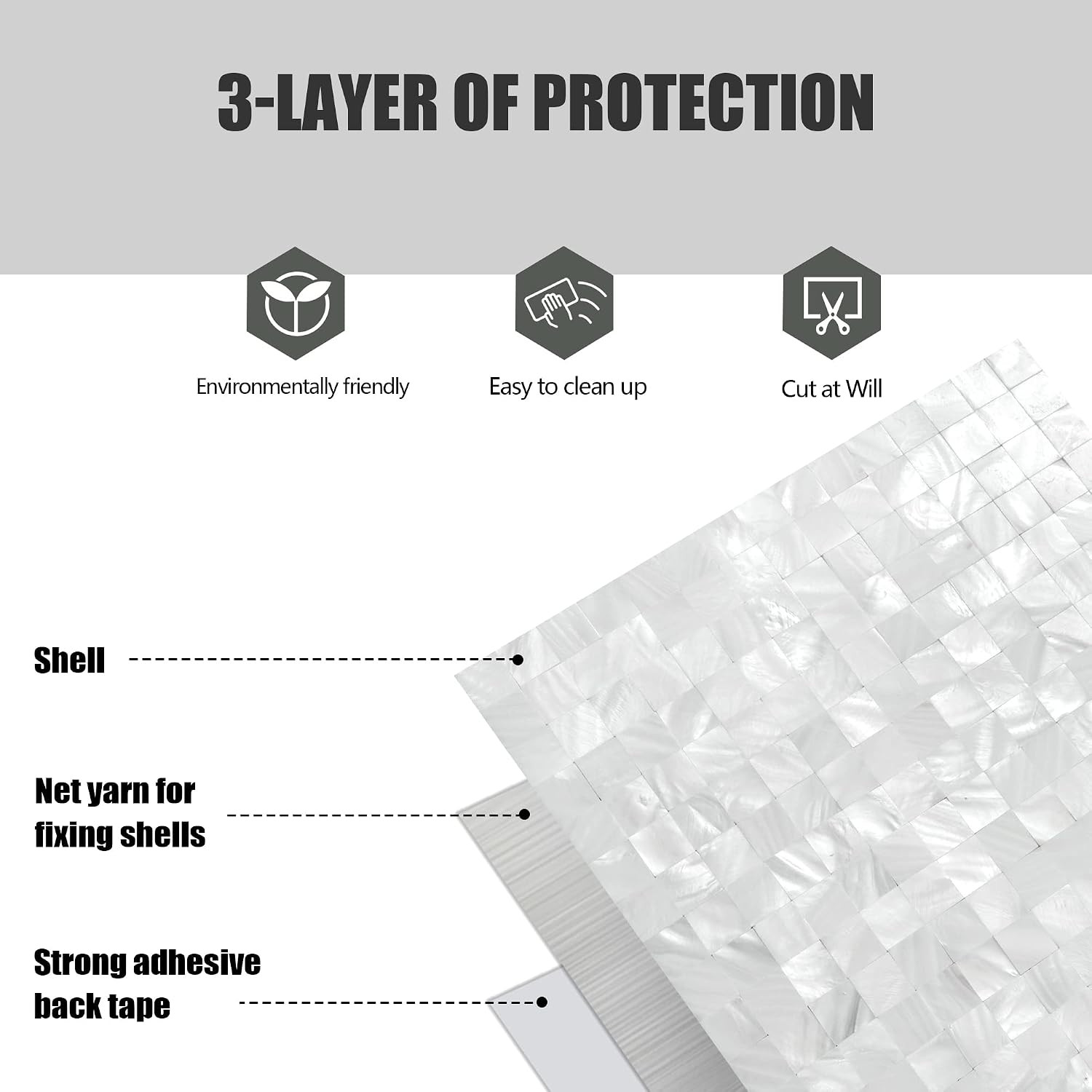 Mother of Pearl Peel and Stick Tile Backsplash 6PCS Ivory White Decor