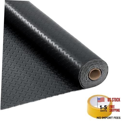 8×20 FT Garage Floor Mat, 2.8Mm Thickened Non-Slip PVC 7.5x17FTx2.8mm Black