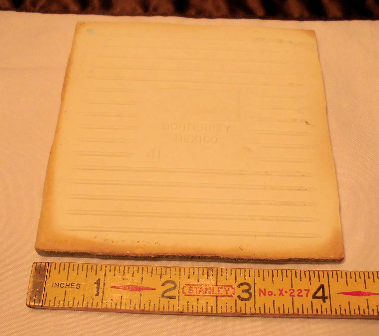 1 pc. Ceramic Tile *Mottled Gray* 4-1/4″ by Monterrey Co. Splatter Gray; NOS