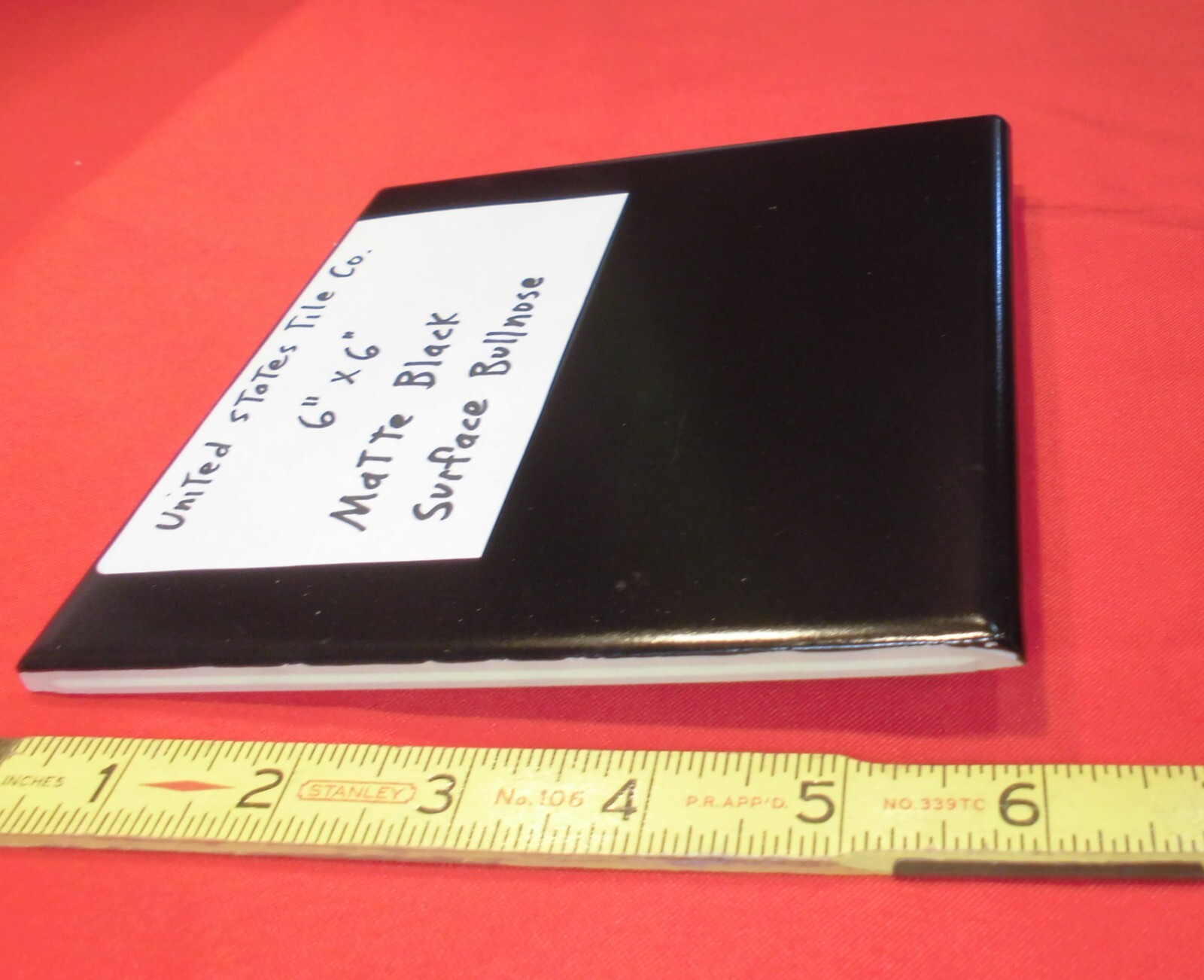 1 pc. *Matte Black* 6″ X 6″ Ceramic Bullnose: United States Tile Co. NEW