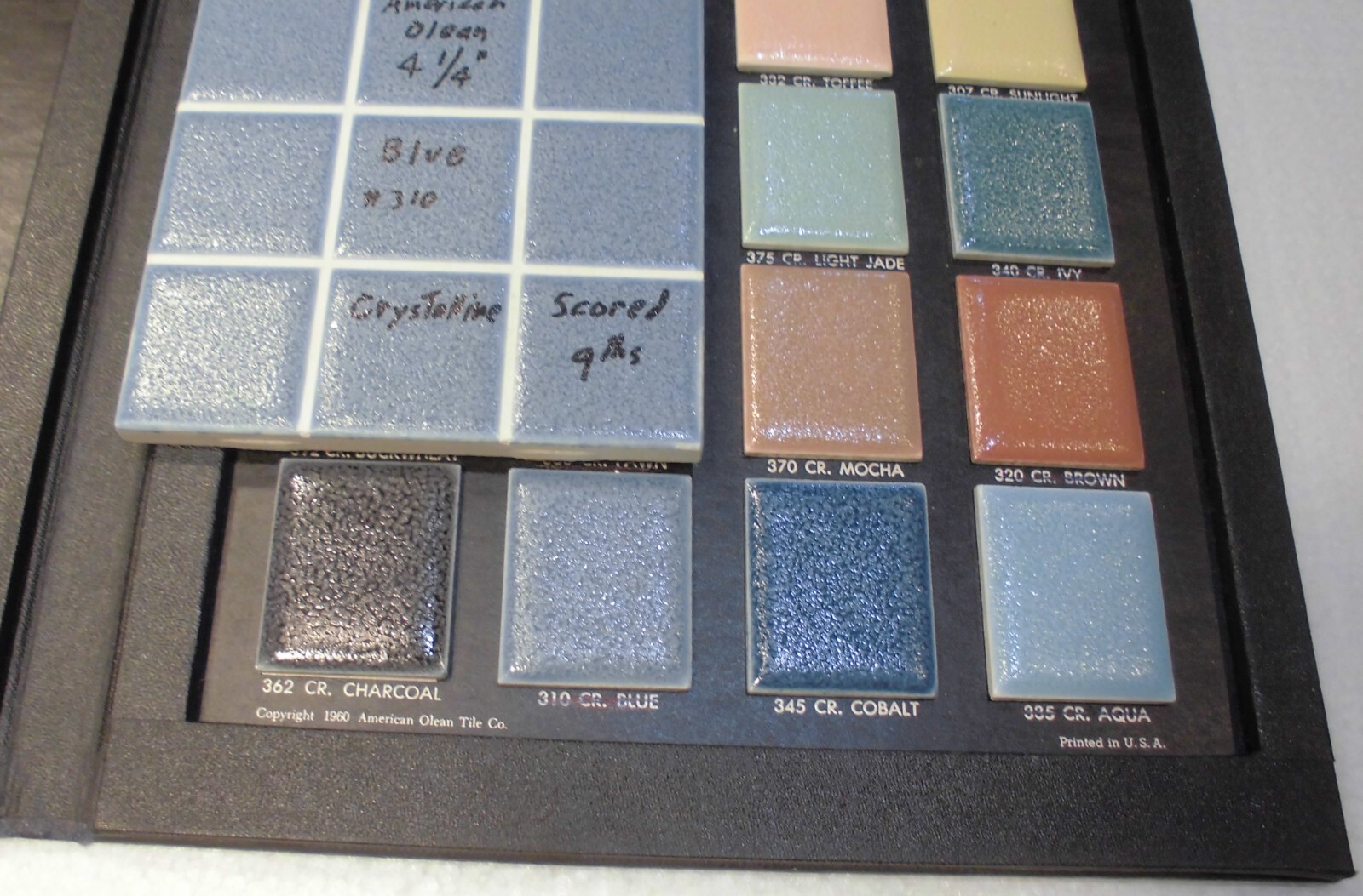 1 pc. “Blue” Scored in 9ths, Crystalline Ceramic Tile: American Olean…4-1/4″