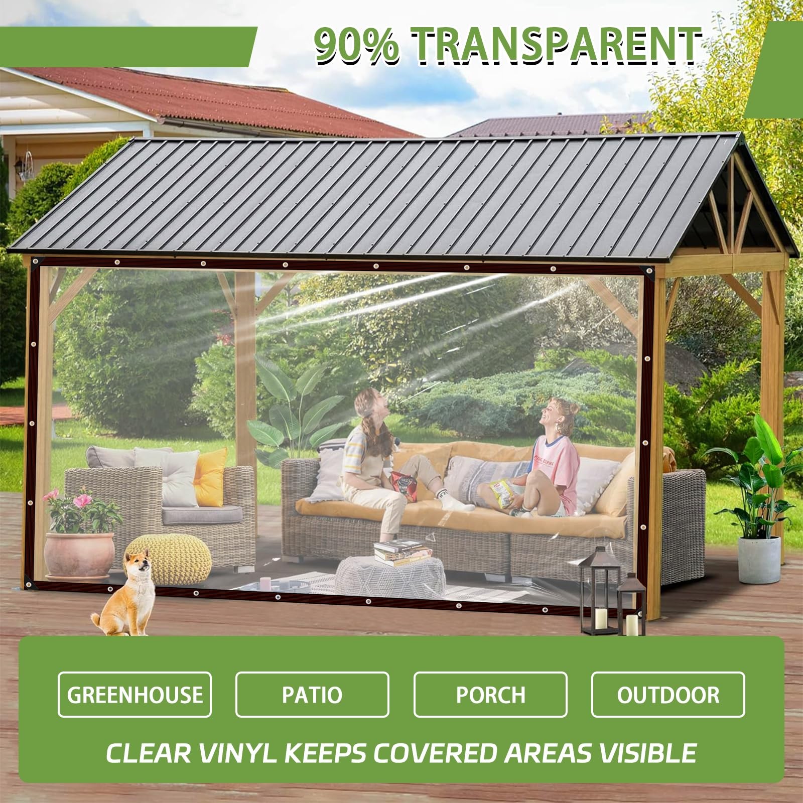 Cenhadam Clear Tarp with Grommets 4×6 ft,10 Mil ft-1P, Black Border
