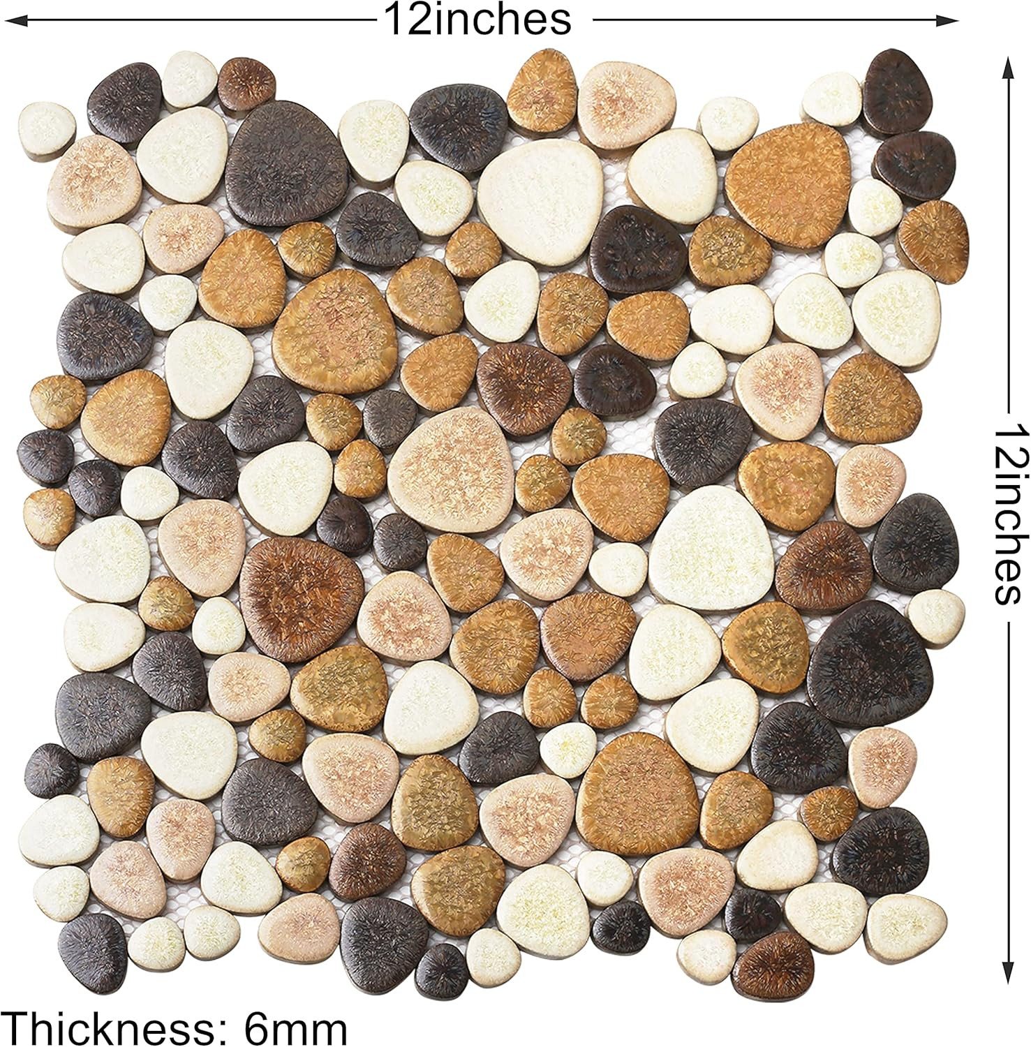 Yellowstone Non-Slip Matte Pebbles Mosaic Tile for Shower & Bathroom Floor