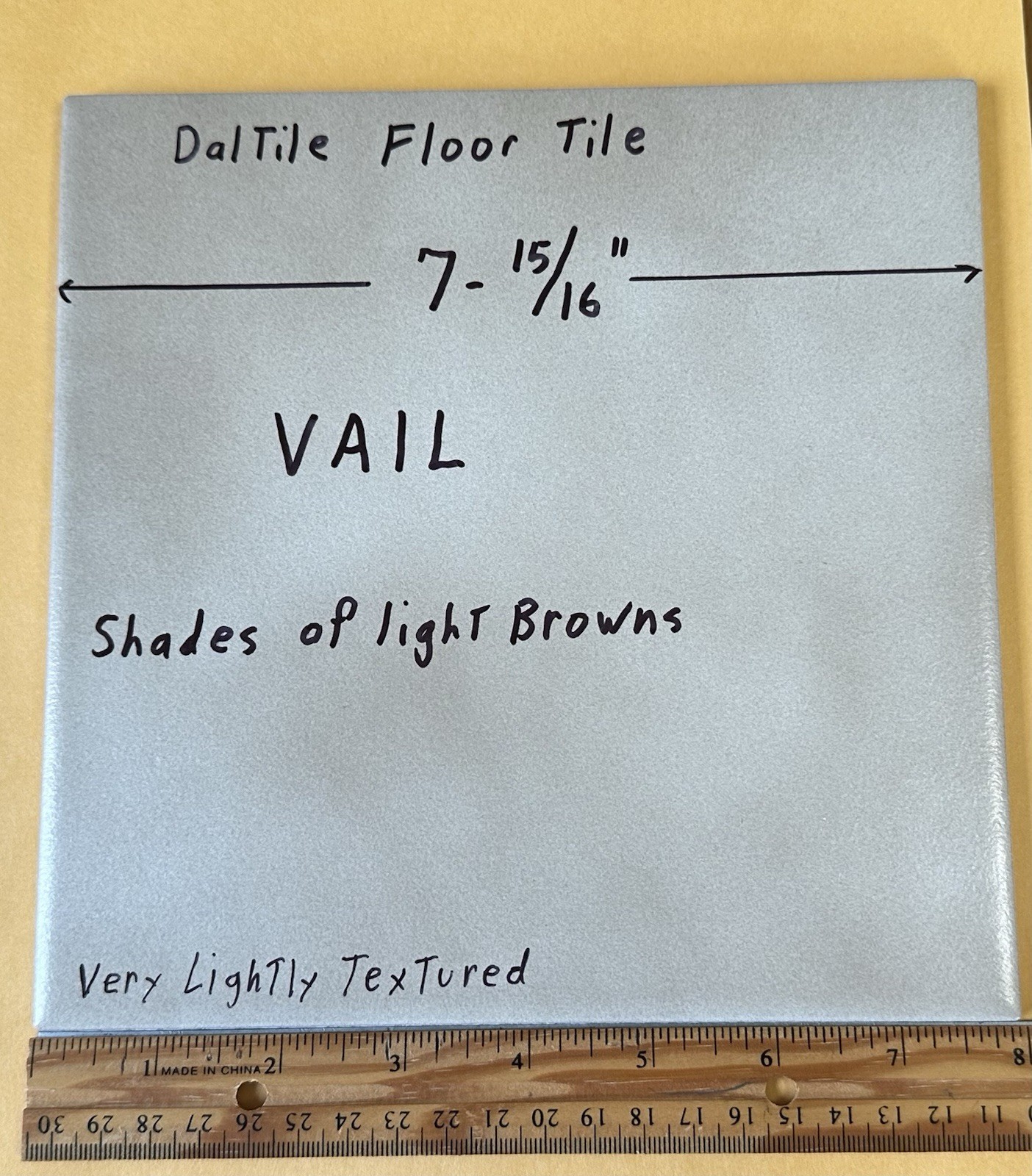 1 pc. Shades of light Browns: 8″ Daltile Ceramic Floor Tile: Vail 7-15/16″ New