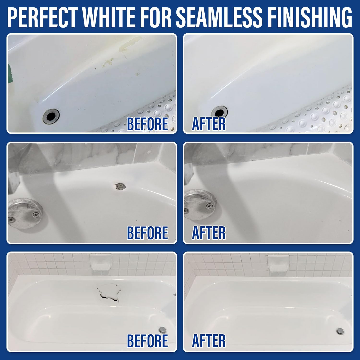 Tub Repair Kit White, Bathtub Repair Kit for Enamel, Fiberglass, Acrylic, Porcel