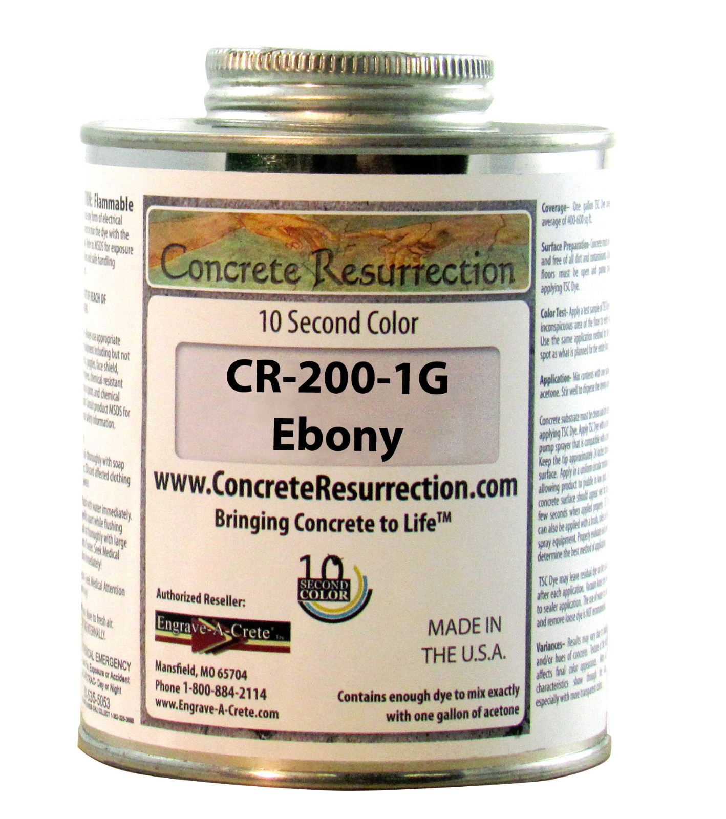 Fast Drying Concrete Stain-Professional-Easy to Use 400-600sq ft Ebony (Black)