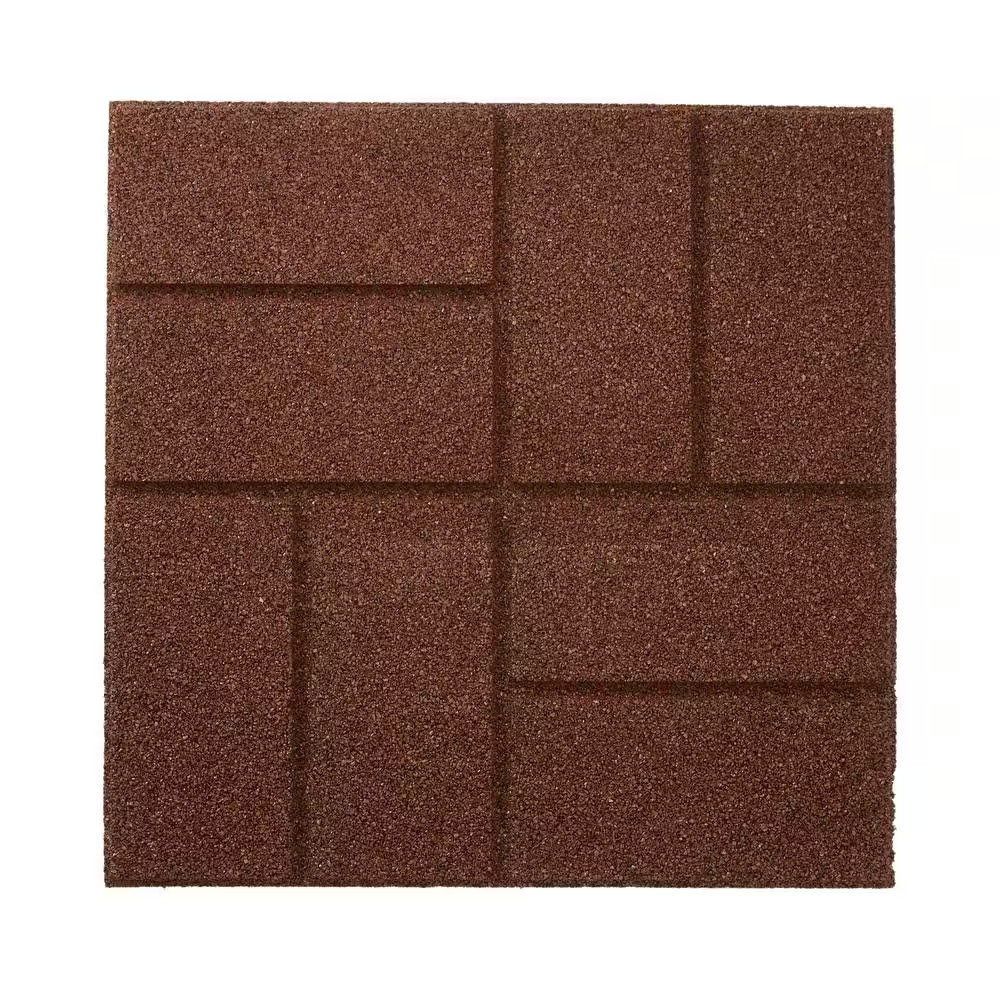 16 x 16 in. Brown Dual-Sided Rubber Paver (9-Pack, 3/4 in. Thick) – Outdoor Walk