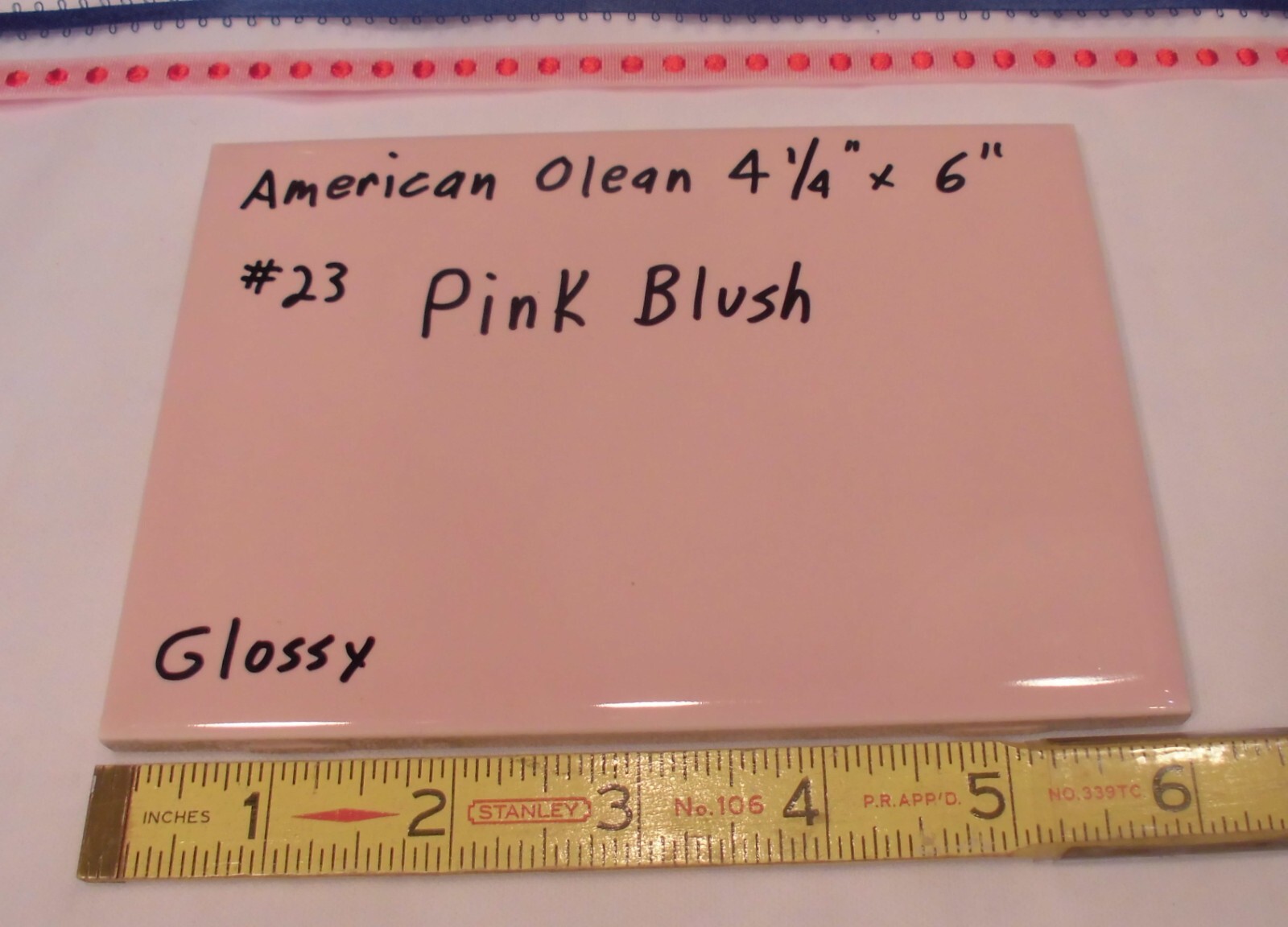 1 pc. Vintage *Pink Blush* Glossy Ceramic Tile #23 by American Olean 4-1/4″ X 6″