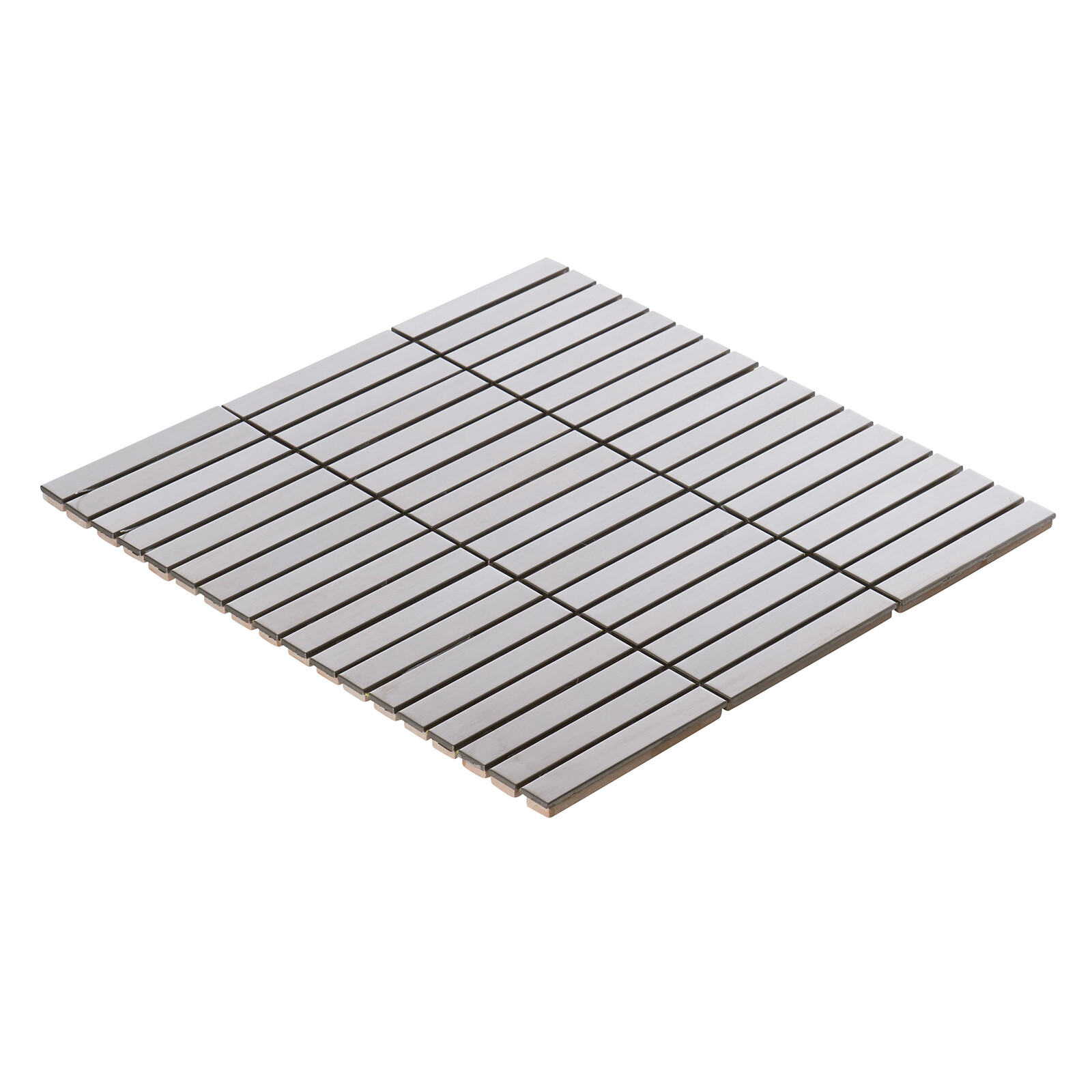 Brushed Nickle Stainless Steel Metallic Metal Stacked Mosaic Tile Backsplash