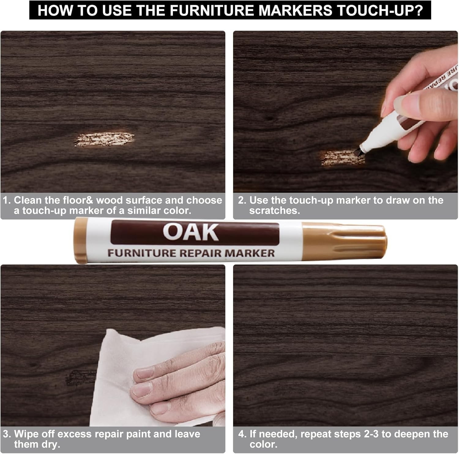 Hardwood Floor Repair Kit -11PCS Laminate Vinyl Floor Wax with 8PCS Wood Furn…