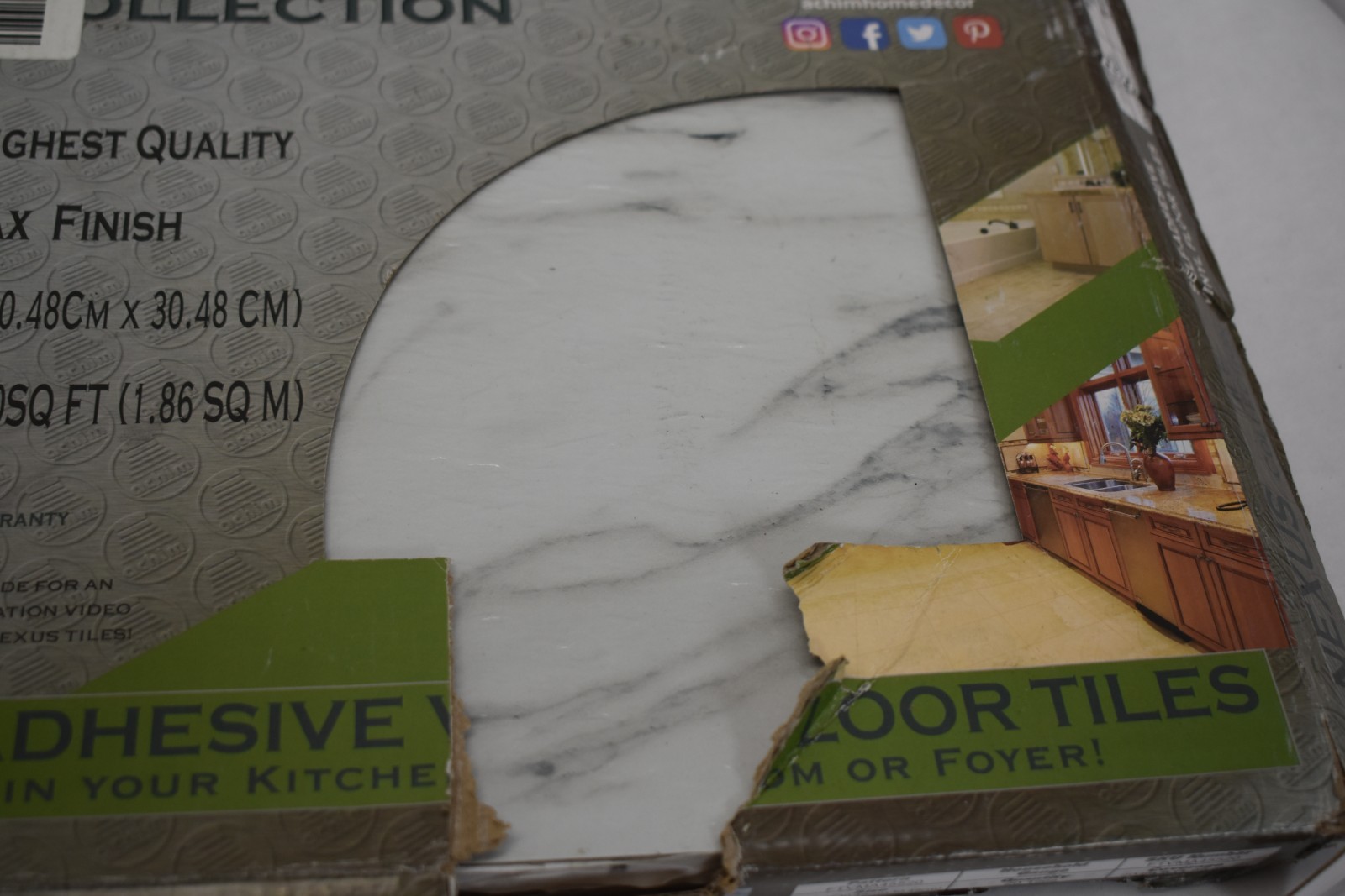 Nexus Self Adhesive 12-Inch Vinyl Floor Tiles 20 Tiles 12″ x 12″ Bianco Marble